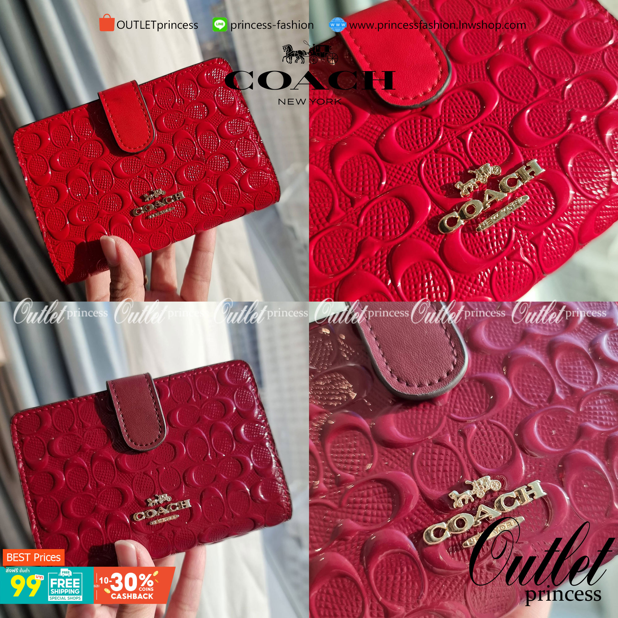 OUTLET 】COACH F25937 MEDIUM CORNER ZIP WALLET กระเป๋าสตางค์ใบกลาง 🔥 รุ่นหนังแก้วสุดฮอต!! สวยหรู ขนาดกำลังเหมาะมือ ดูดีดูแพงทุกสี มีช่องใส่บัตรและธนบัตรครบ และมีช่องแยกสำหรับใส่เหรียญ มาให้ครบเซ็ท พร้อมเสิร์ฟความสวยให้ถึงบ้านไปเลยจ้า