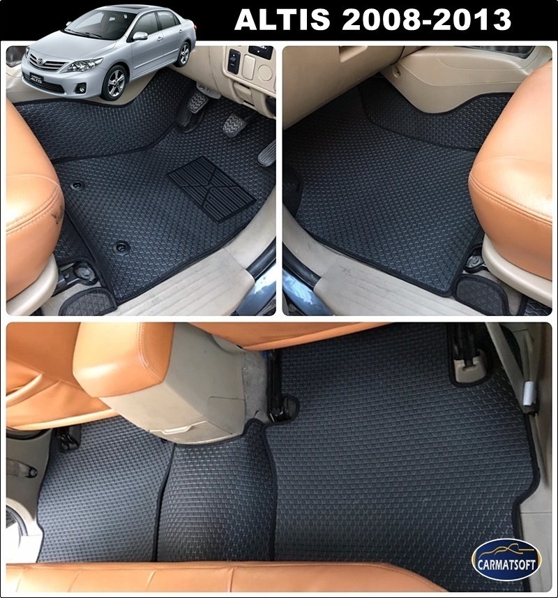 พรมปูพื้นรถยนต์ ALTIS 2008-2013 ลายสนุ๊กสีดำ+แผ่นกันสึก เต็มคัน