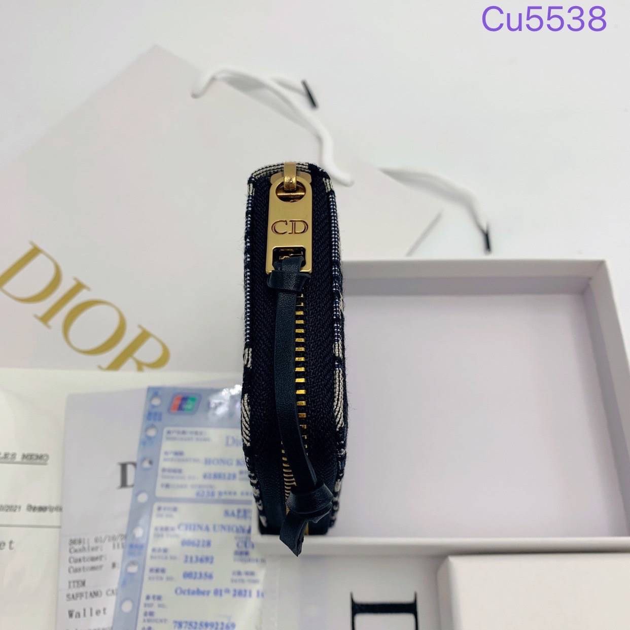 DIOR Compact Zipped Wallet jacquard leather / DIOR Card Holder กระเป๋าสตางค์แบรนด์หรู ซิปรอบ พร้อมส่งที่ไทย ภาพสินค้าถ่ายจากงานขายจริง ใช้งานต่างประเทศได้