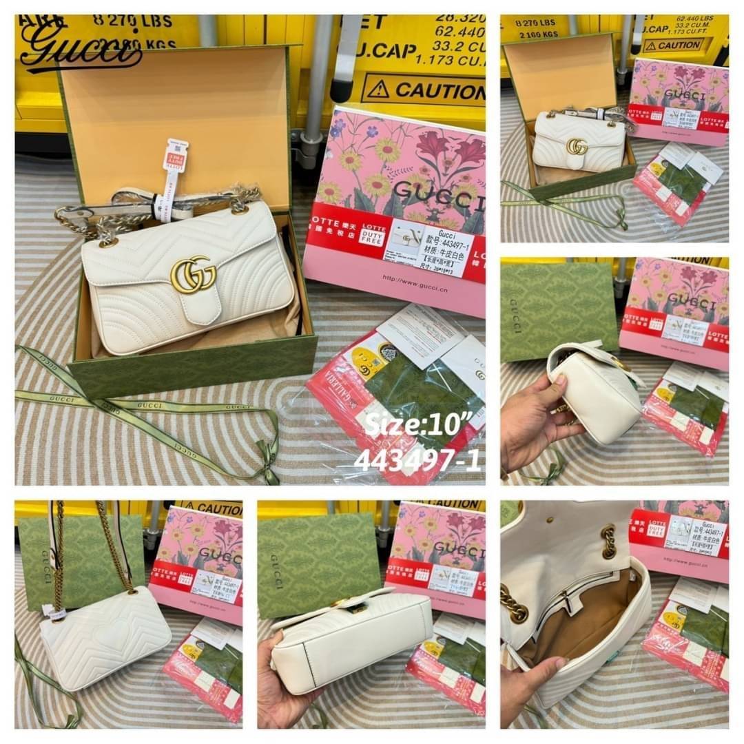 GUCCI GG Marmont shoulder bag กระเป๋าสะพายข้างรุ่นคลาสสิค สะพายขับผิว ดูแพง อัพลุคได้สบายๆ เปิด-ปิดด้วยตัวกดล็อคแน่นหนา ด้านหลังดีไซน์รูปหัวใจ