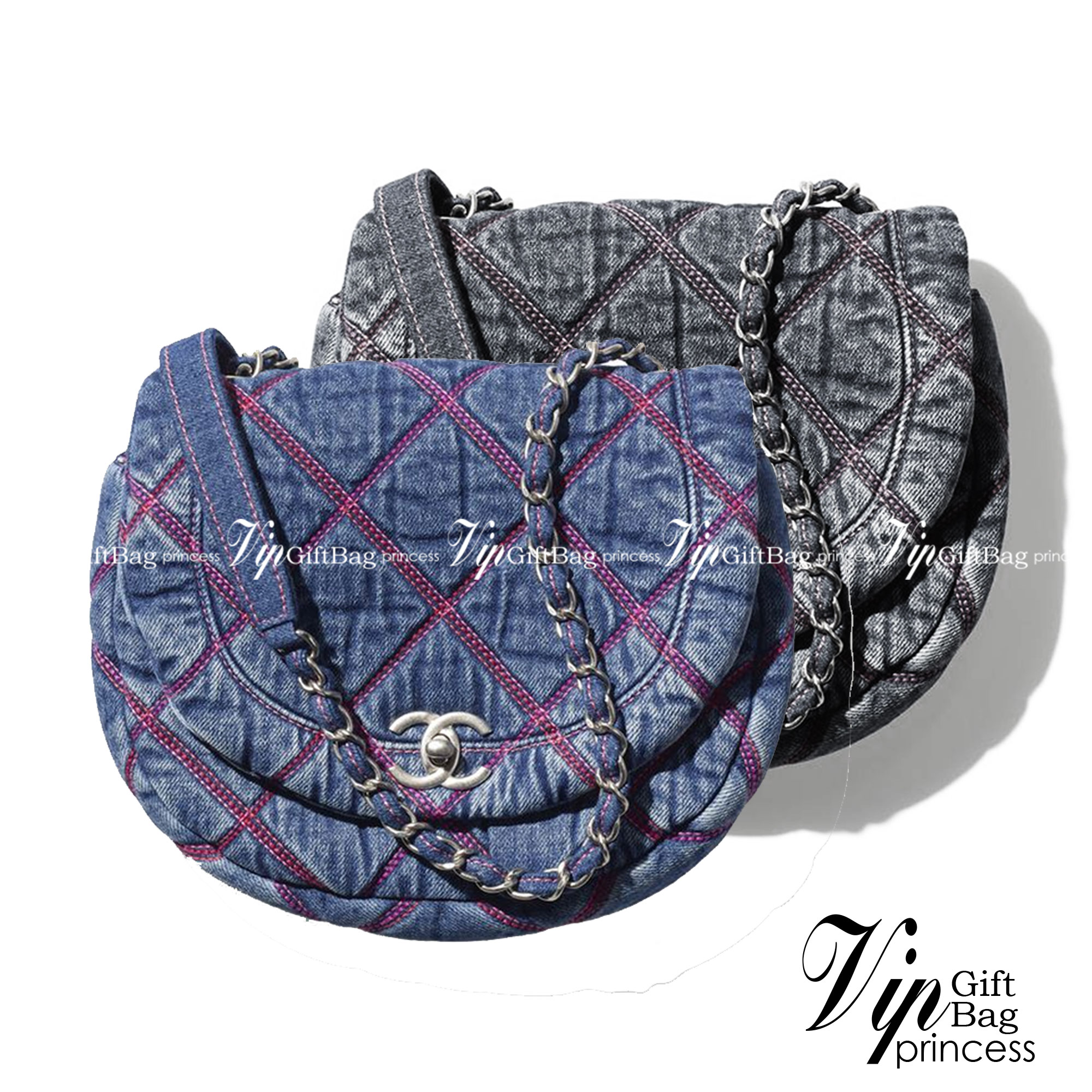 CHANEL 2022 COCO BEACH Denim Saddle bag / CHANEL Mini Flap Bag Denim Pearl Silver งานเดนิมน่ารักๆแบบเท่ๆ ไปเลยค่า พร้อมส่งที่ไทย จำนวนจำกัด สินค้าต้องมีติดตัวเลยค่าา! กระเป๋าคล้องไหล่หรือสามารถสะพายแบบครอสบอดี้ร์ได้ วัสดุเดนิมทั้งใบ สายสะพายแบบโซ่สวยงาม ข