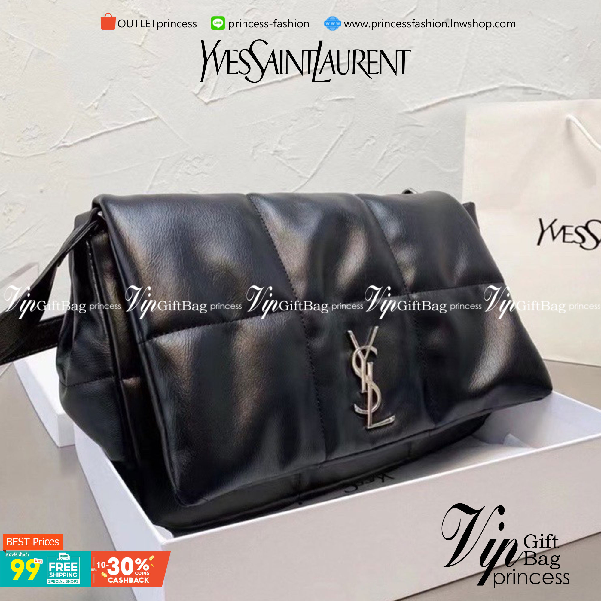 VIP 】YSL Saint Laurent Shoulder Bag กระเป๋าสะพาย เปิดหน้าอะไหล่เงิน ด้านในโล่งกว้าง จุของได้เยอะพอควร สินค้ามาใหม่ เป็นอีกหนึ่งใบที่ร้านแนะนำค่ะ ..!!