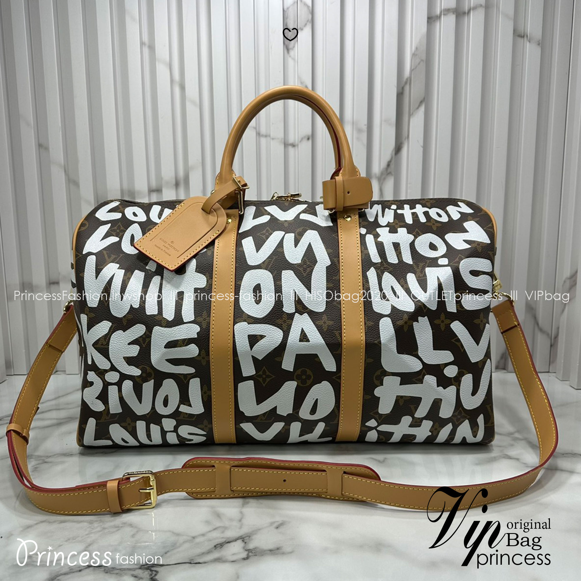 ORI หนังแท้ | LV Stephen Sprouse Graffiti Keepall 42cm กระเป๋าสะพายทรงคีฟออลใบใหญ่ ลวดลายตัวอักษรกราฟฟิกเต็มใบ