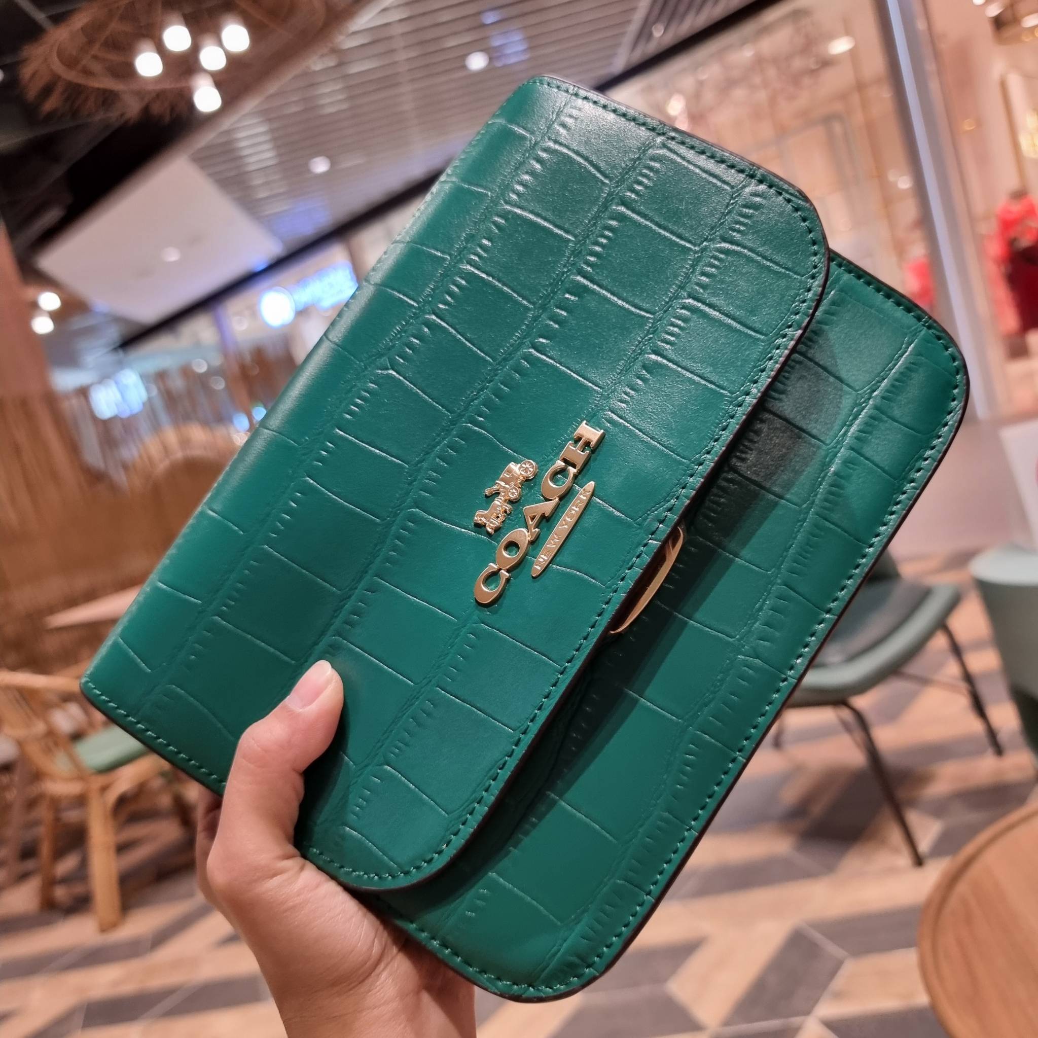 COACH C5631 BRYNN FLAP CROSSBODY แซ่บที่สุด ใหม่ที่สุด!! คอลเลคชั่นใหม่!! มองยังไงก็หลงรักละสายตาไม่ไหว กระเป๋าสะพายข้างลุคไฮน์ ที่ดีไซน์ออกมาได้ปัง และดูแพงมากๆ ด้วยดีเทลคลาสสิค รูปทรงใช้งานง่าย เรียบๆแต่มีดีเทล วัสดุหนังลายจระเข้ สวยม้าก!!! เปิด-ปิดด้วย