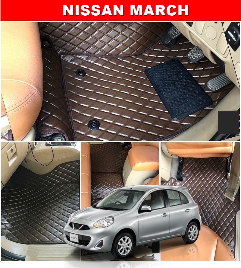 พรมปูพื้นรถยนต์ NISSAN MARCH พรมลายDIAMOND ยางปูพื้นรถEVA 12ชิ้น เต็มคัน