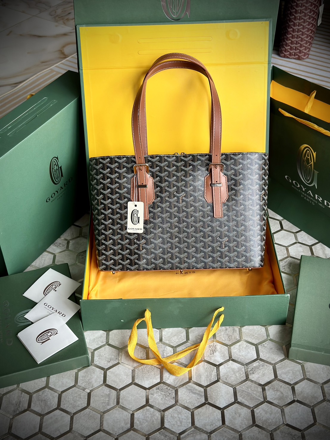 GOYARD Goyardine Sac Marie Galante MM / GOYARD Tote Bag กระเป๋าทรงโท้ทจุของได้เยอะ งานสวยเนี๊ยบ เกรดออริ สลับแท้ 1:1 ใช้ต่างประเทศได้