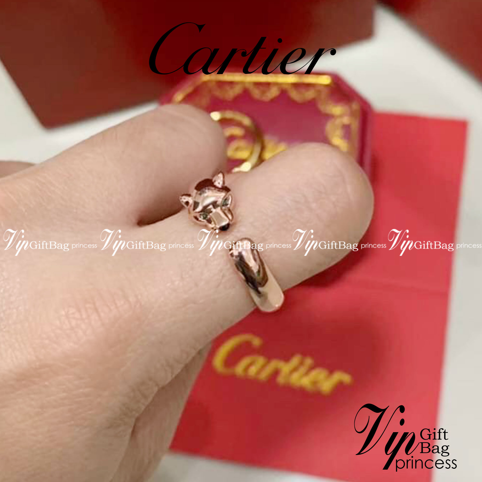 Panthere de Cartier Rings แหวนหัวเสือคาเทียร์ เกรดออริจินิล ปั้มทุกจุด วัสดุคุณภาพดี ไม่ลอกไม่ดำ พร้อมกล่องปั้มลายแบรนด์ ภาพสินค้าถ่ายจากงานขายจริง ใช้งานต่างประเทศได้