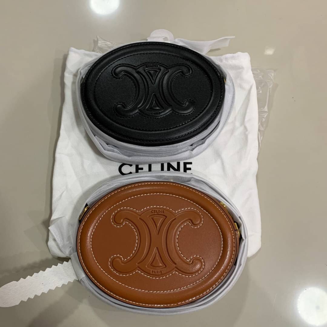 VIP 】หนังแท้ CELINE CROSSBODY OVAL PURSE IN SMOOTH CALFSKIN พร้อมส่งที่ไทย สีดำ สีน้ำตาล