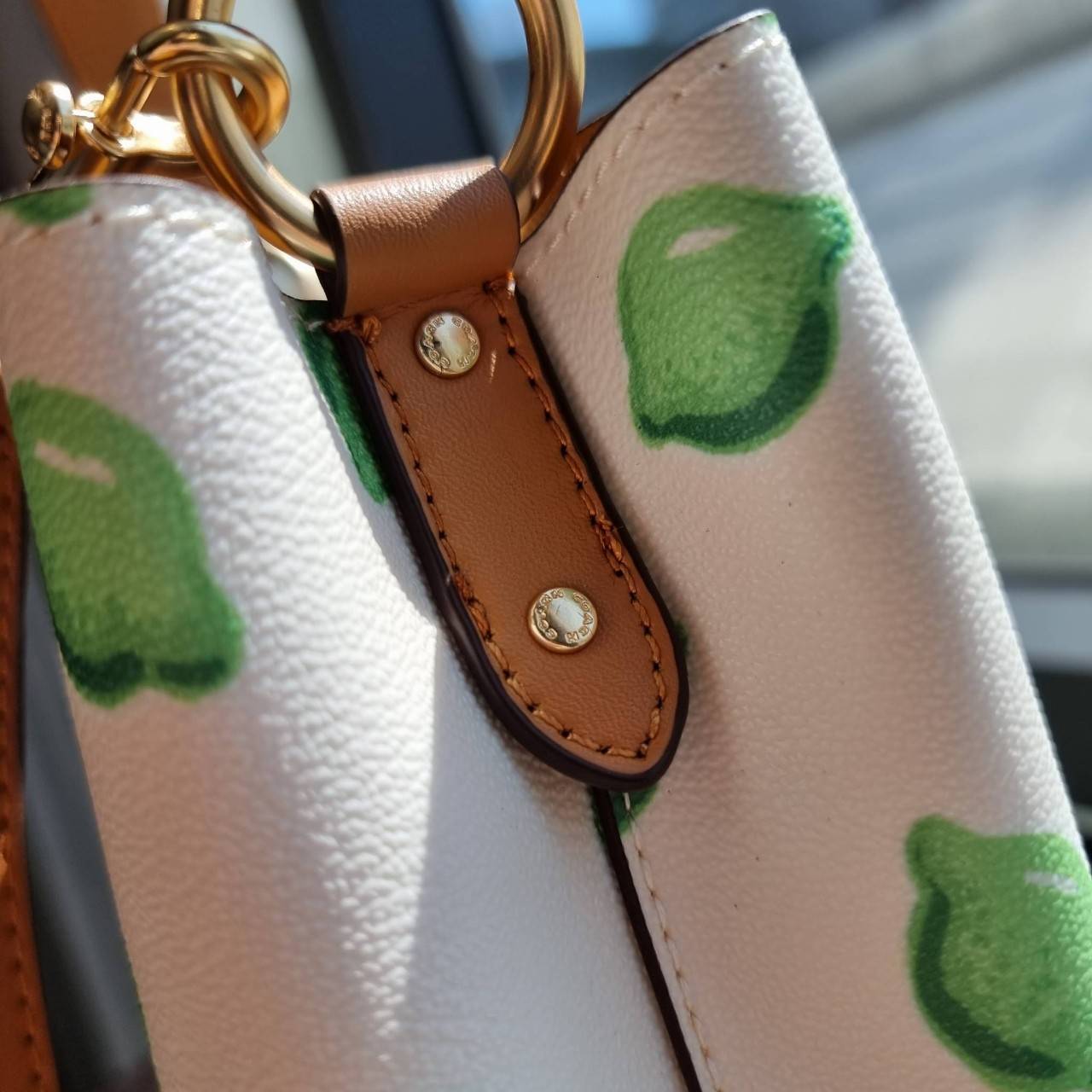 OUTTLET 】COACH 1625 SMALL TOWN BUCKET BAG WITH LIME PRINT ต้อนรับปีใหม่ด้วยความสดใส กับรุ่นยอดนิยม กระเป๋าทรงบัคเก็ตไซส์เล็ก ดีไซน์ลวดลายจี๊ดจ๊าด น่าใช้จริงจัง วัสดุหนังแคนวาสเคลือบลาย สวยคมแซ่บมากๆ เปิด-ปิดด้วยกระดุมแม่เหล็กทั้ง 2 ฝั่ง ภายในเป็นช่องโล่ง 