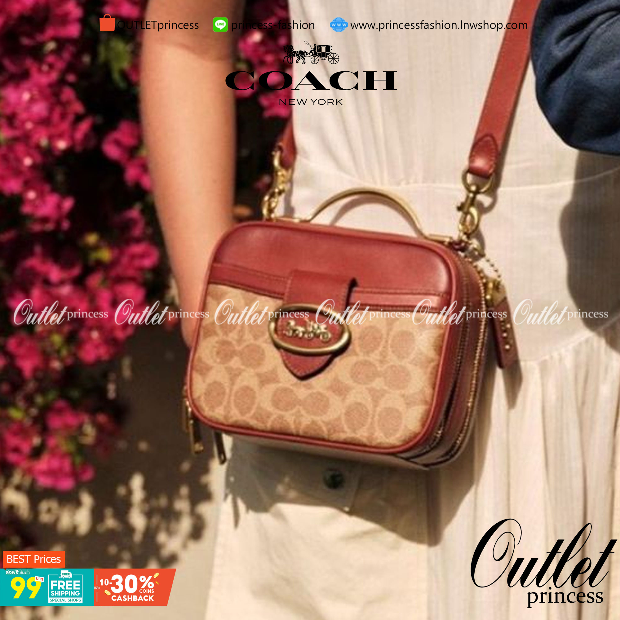 COACH 703 RILEY LUNCHBOX BAG IN SIGNATURE CANVAS กระเป๋า crossbody ทรงกล่องอยู่ทรง ดูแพง วัสดุหนังแคนวาสเคลือบลาย ตัดด้วยอะไหล่ทองเหลือง สวยเข้ากันสุดๆ!! มีช่องหลัก 2 ฝั่ง เปิด-ปิดด้วยซิป ใบนี้สะพายแล้วโดดเด่น ถ่ายรูปขึ้นกล้องแน่นอนจ้า Best item!!