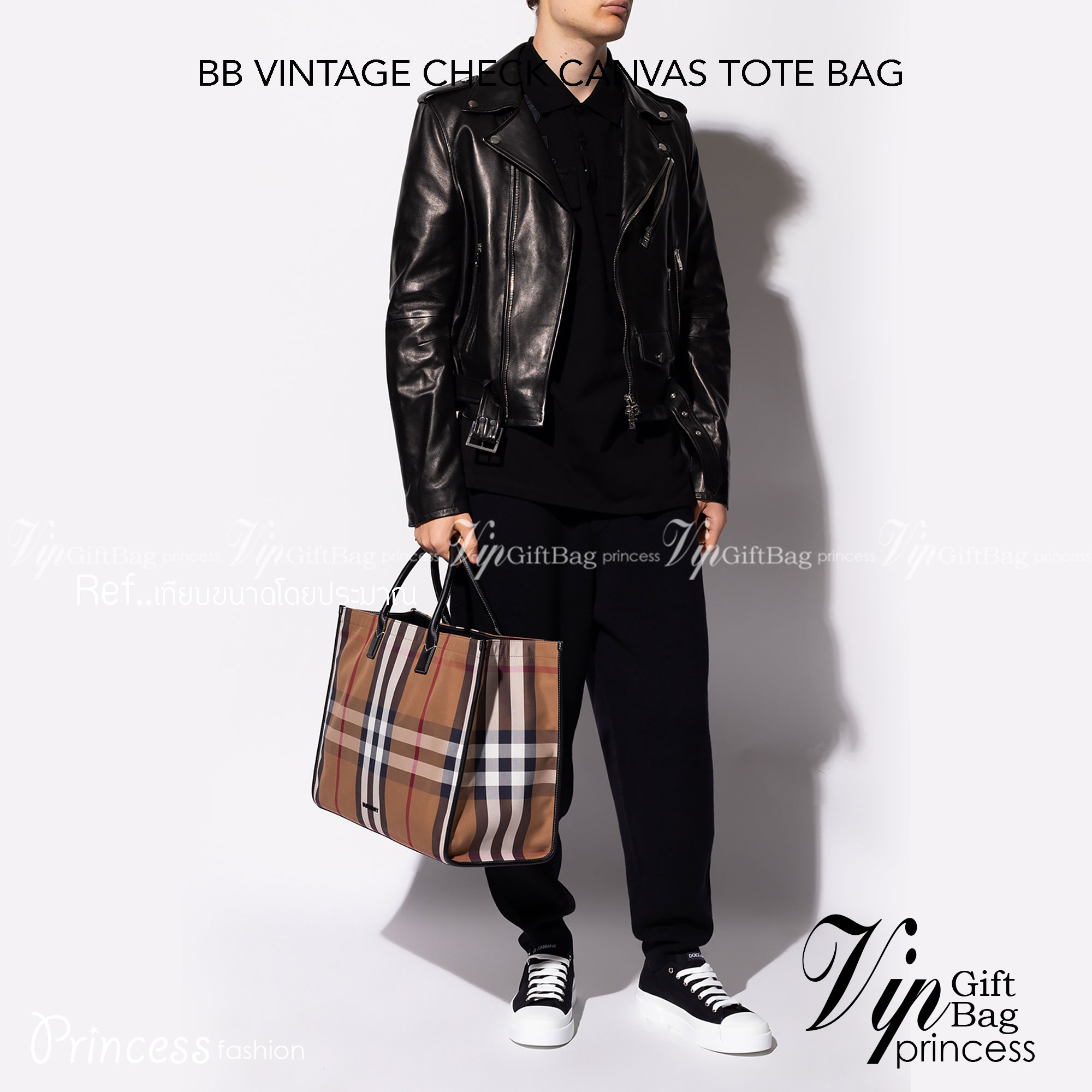 BURBERRY BORSA TOTE BAG / BURBERRY VINTAGE CHECK CANVAS TOTE BAG / BURBERRY FRAGRANCES MONOGRAM TOTE BAG กระเป๋าทรงโท้ทใบใหญ่