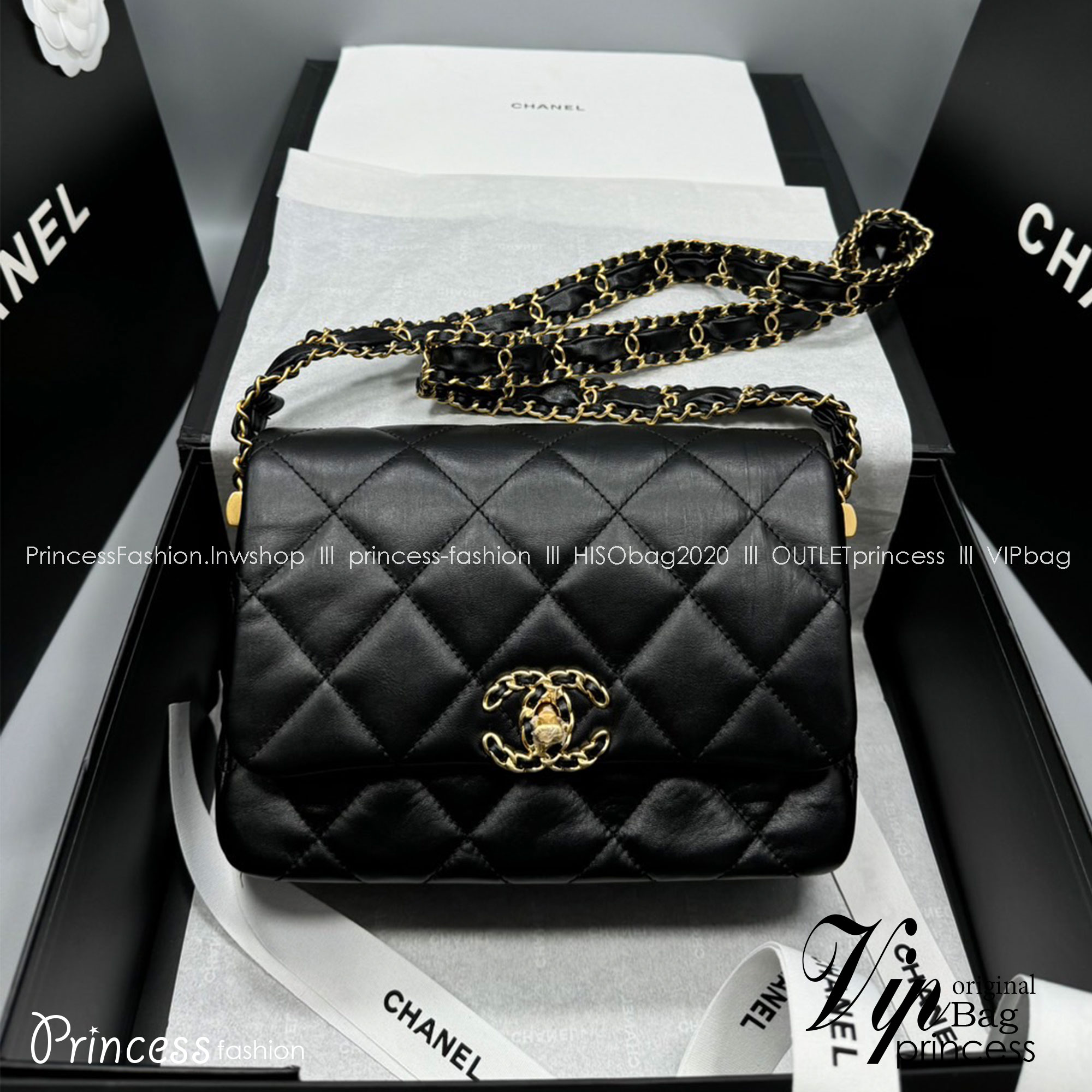 CHANEL 19 Flap Bag กระเป๋าสะพายหนังแท้ เกรดออริ ท็อป สลับแท้ 1:1 ผ่านทุก ตม ใช้งานต่างประเทศได้