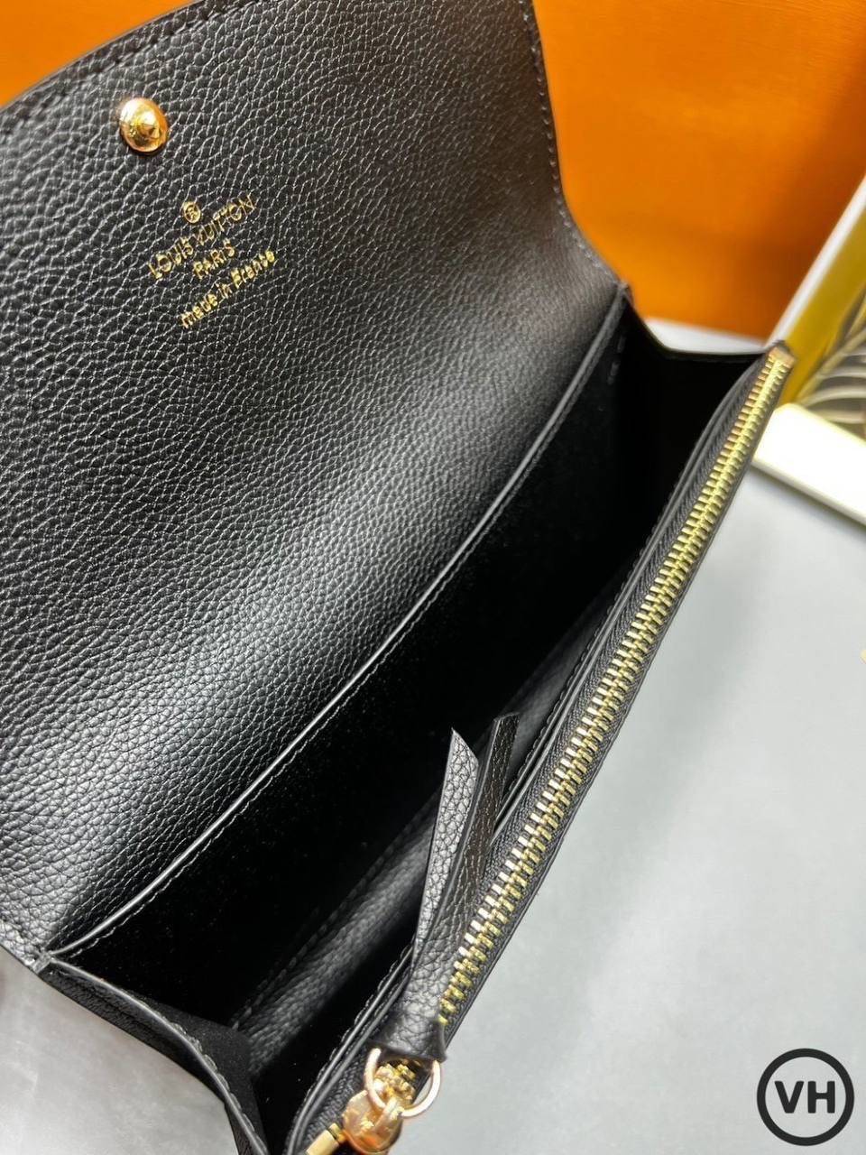 ORI หนังแท้ | LV Emilie Wallet Bicolor Monogram Empreinte Leather / LV Long Wallet กระเป๋าสตางค์ใบยาวสไตล์ซองจดหมายที่มีฝาปิดแบบพับได้ ปิดด้วยกระดุมแป๊ก