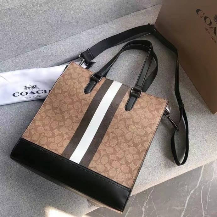 COACH GRAHAM STRUCTURED TOTE IN SIGNATURE CANVAS WITH VARSITY STRIPE C3232