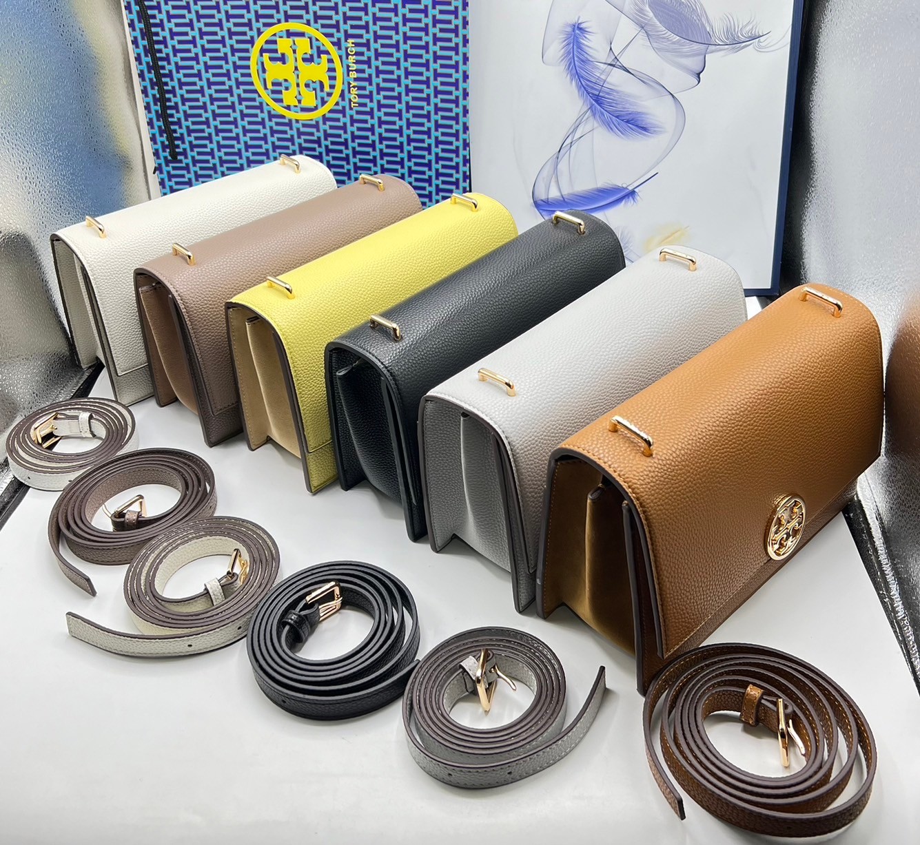 TORY BURCH MILLER LEATHER SHOULDER BAG กระเป๋าสะพายสวยหรู ผู้ดีทุกสี สายถอดได้ ถือเป็นคลัชได้ เกรดออริ สลับแท้ 1:1 ใช้งานต่างประเทศได้