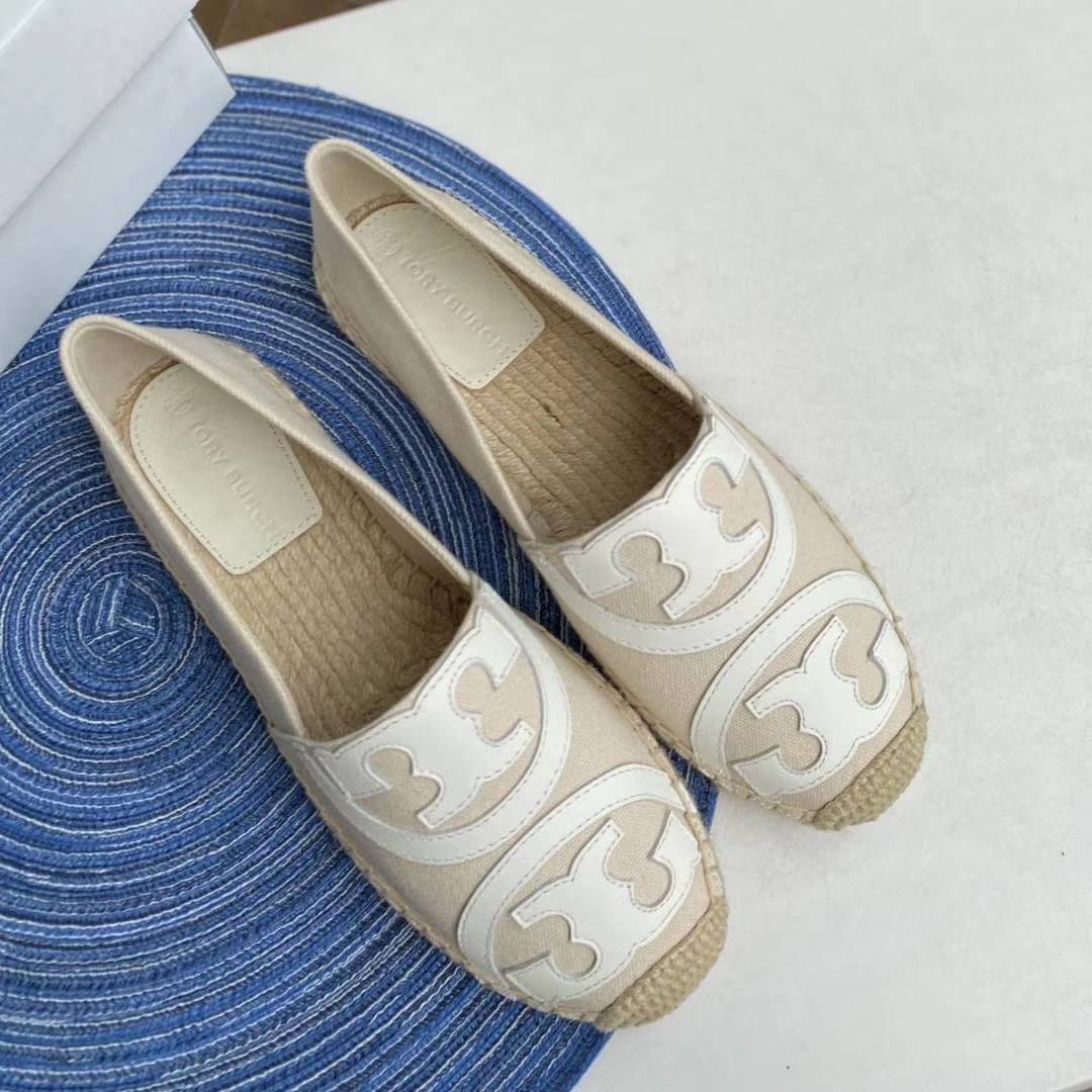 Tory Burch Espadrilles / Tory burch Poppy Espadrille Canvas / TORY BURCH SHOES เกรดออริจินอล พร้อมส่ง ภาพถ่ายจากสินค้าจริง ใช้งานต่างประเทศได้