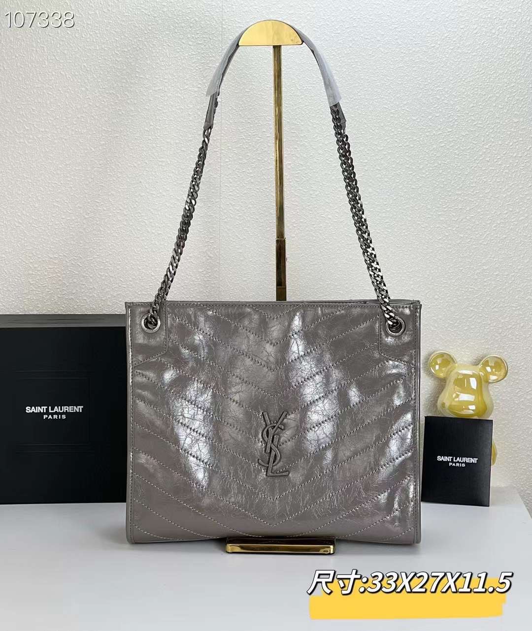 YSL NIKI SHOPPING IN VINTAGE LEATHER 32cm / YSL TOTE BAG กระเป๋าสะพาย เกรดหนังเงาสวยเต็มใบ เกรดออริ 1:1 ใช้งานต่างประเทศได้