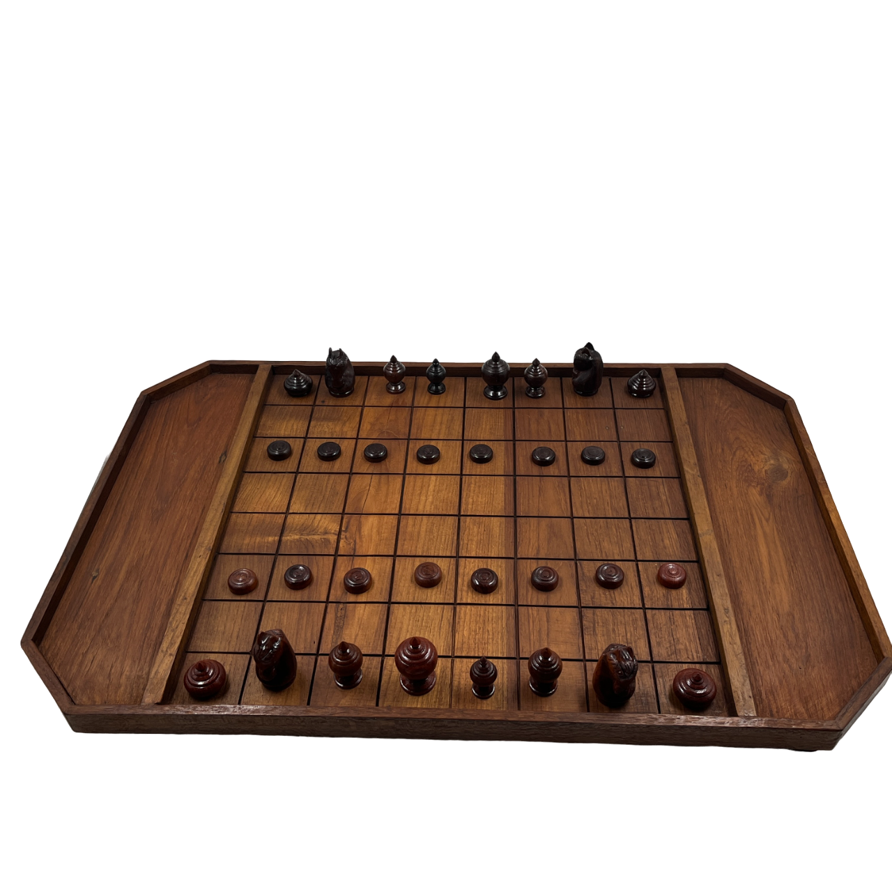 ชุดหมากรุกไทยกระดานไม้ช่อง 5.5x5.5ซม..พร้อมตัวหมากชุดพลราม