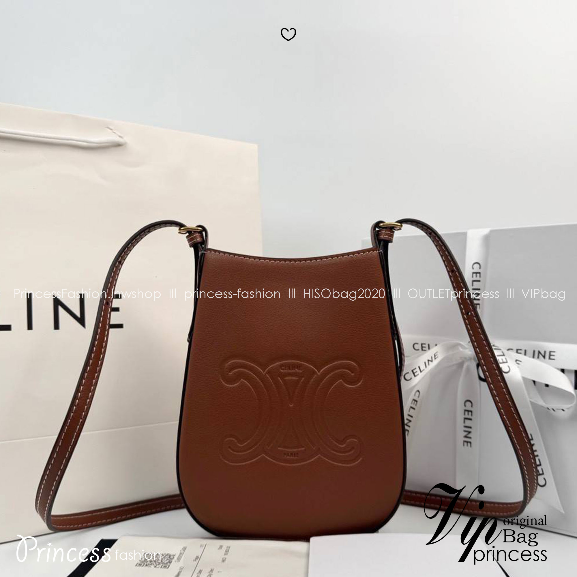 ORI หนังแท้ | CELINE PHONE POUCH HELOISE IN SUPPLE กระเป๋าใส่โทรศัพท์ เรียบหรู ด้วยลวดลาย Triompe ที่แสดงถึงความเป็นเอกลักษณ์ของแบรนด์