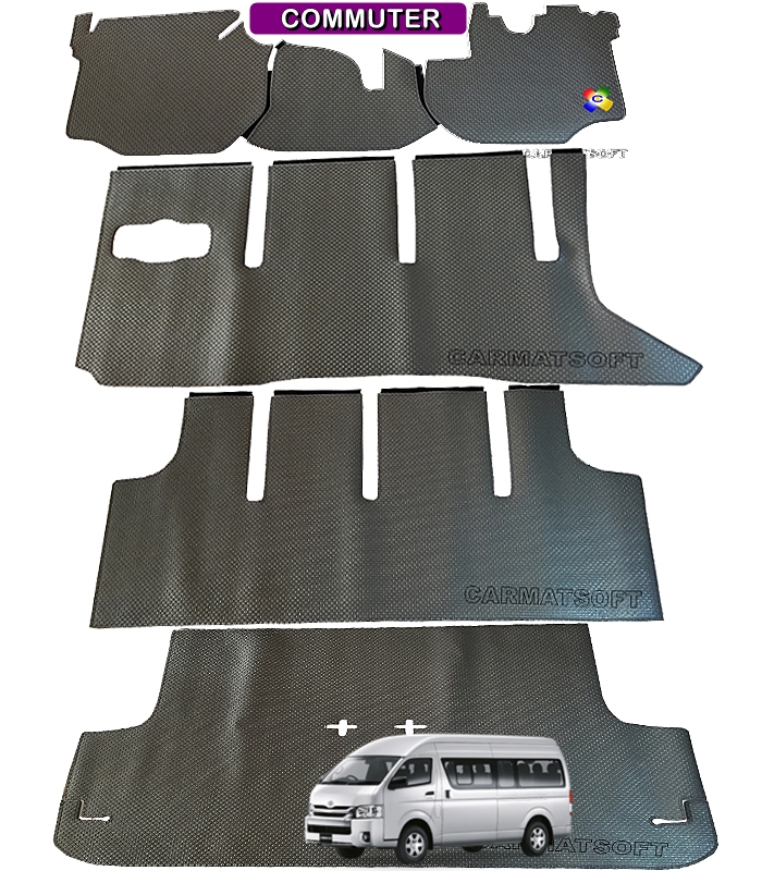 ยางปูพื้นรถยนต์TOYOTA COMMUTER ปี 2005-16 (11ที่นั่ง) ลายกระดุมเม็ดเล็กสีเทา เต็มคัน