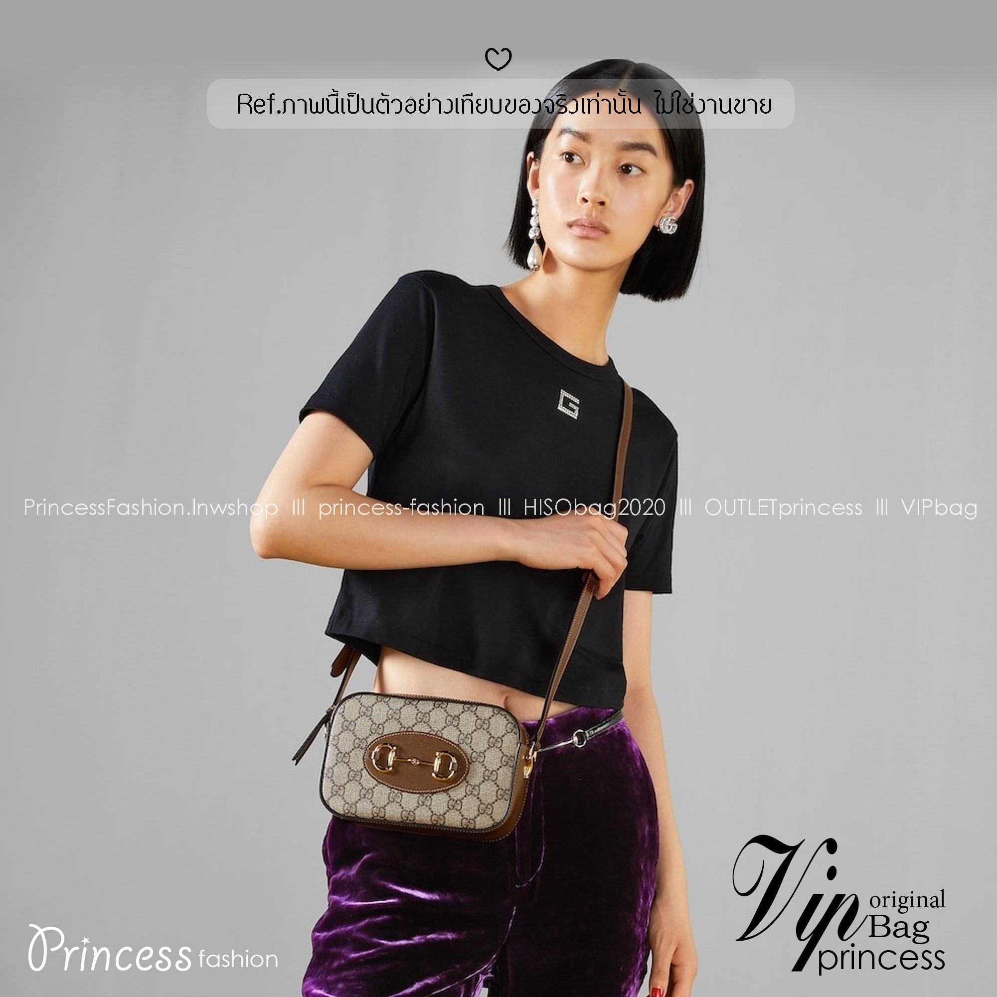 GUCCI Horsebit 1955 mini shoulder bag กระเป๋าสะพายทรง camera ที่สุดของความคลาสสิค ที่ใช้งานง่ายและคล่องตัว โดดเด่นด้วยอะไหล่โลโก้วินเทจเอกลักษณ์