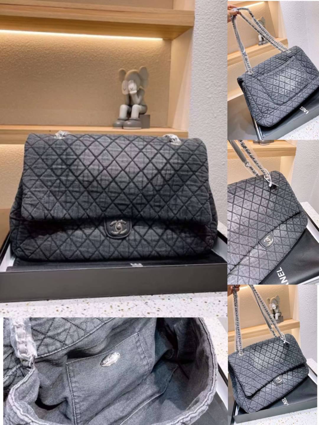 CHANEL Large Denim Flap Bag พร้อมส่ง 2 สี 16"