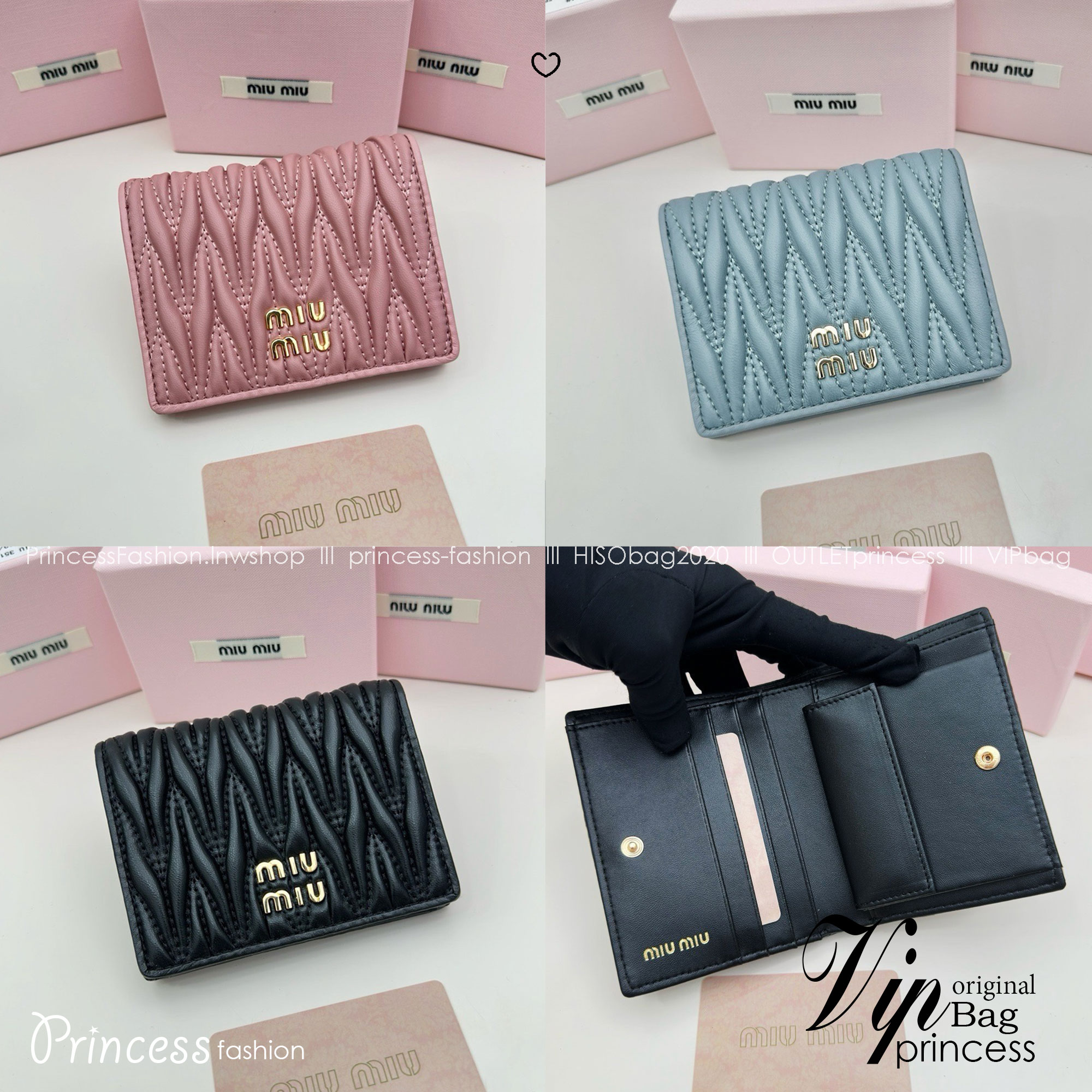 Miu Miu Small matelassé nappa leather wallet กระเป๋าสตางค์หนังแนปป้า ตกแต่งโลโก้หรูหราเป็นเอกลักษณ์