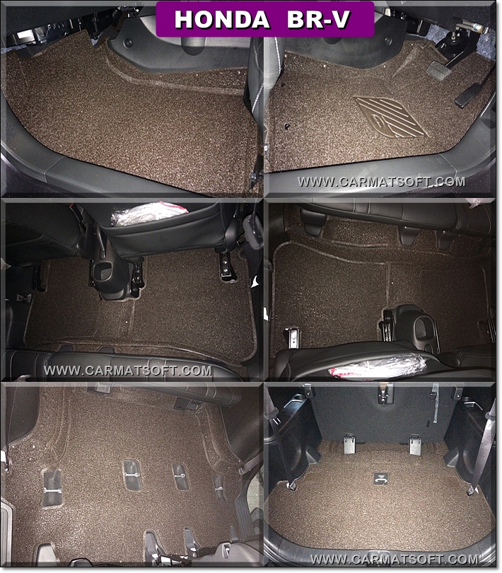 พรมดักฝุ่นไวนิลรีดขอบ HONDA BR-V พรมไวนิล ฮอนด้า บีอาร์-วี รีดขอบ สีน้ำตาลเข้ม เต็มคัน