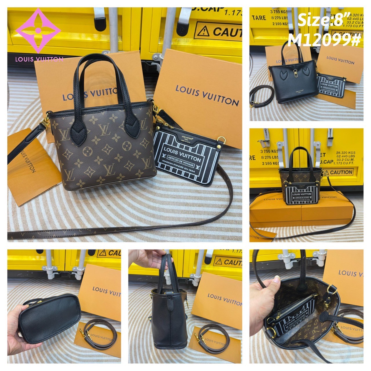 LV Neverfull Bandouliere Inside Out BB Bag Monogram Canvas กระเป๋าทรงโท้ทไซส์เล็ก พร้อมใบลูกพิมพ์ลายแบรนด์สุดไอคอนิก กลับใช้งานได้ 2 ด้านสุดคุ้ม