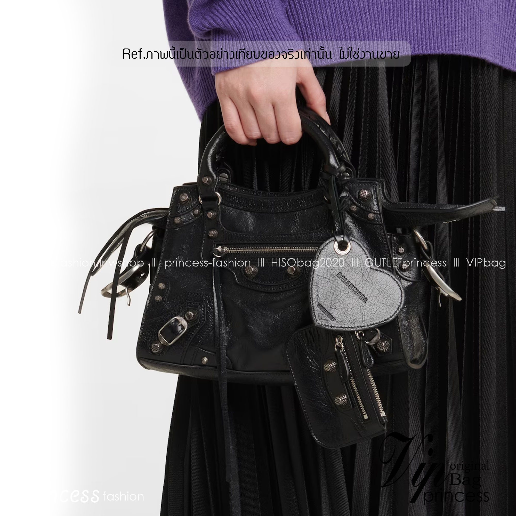 Balenciaga Neo Cagole XS Handbag in black Arena กระเป๋าสะพายรุ่นยอดนิยม สวยเท่ เกรดออริ 1:1 สลับแท้ ใช้งานต่างประเทศได้