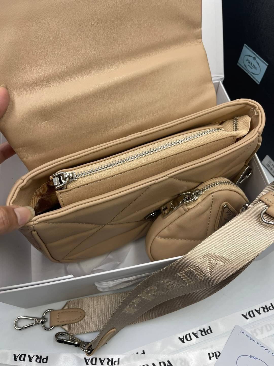 VIP 】PRADA System nappa leather patchwork bag หนังแท้ พร้อมส่งที่ไทย 6 สี