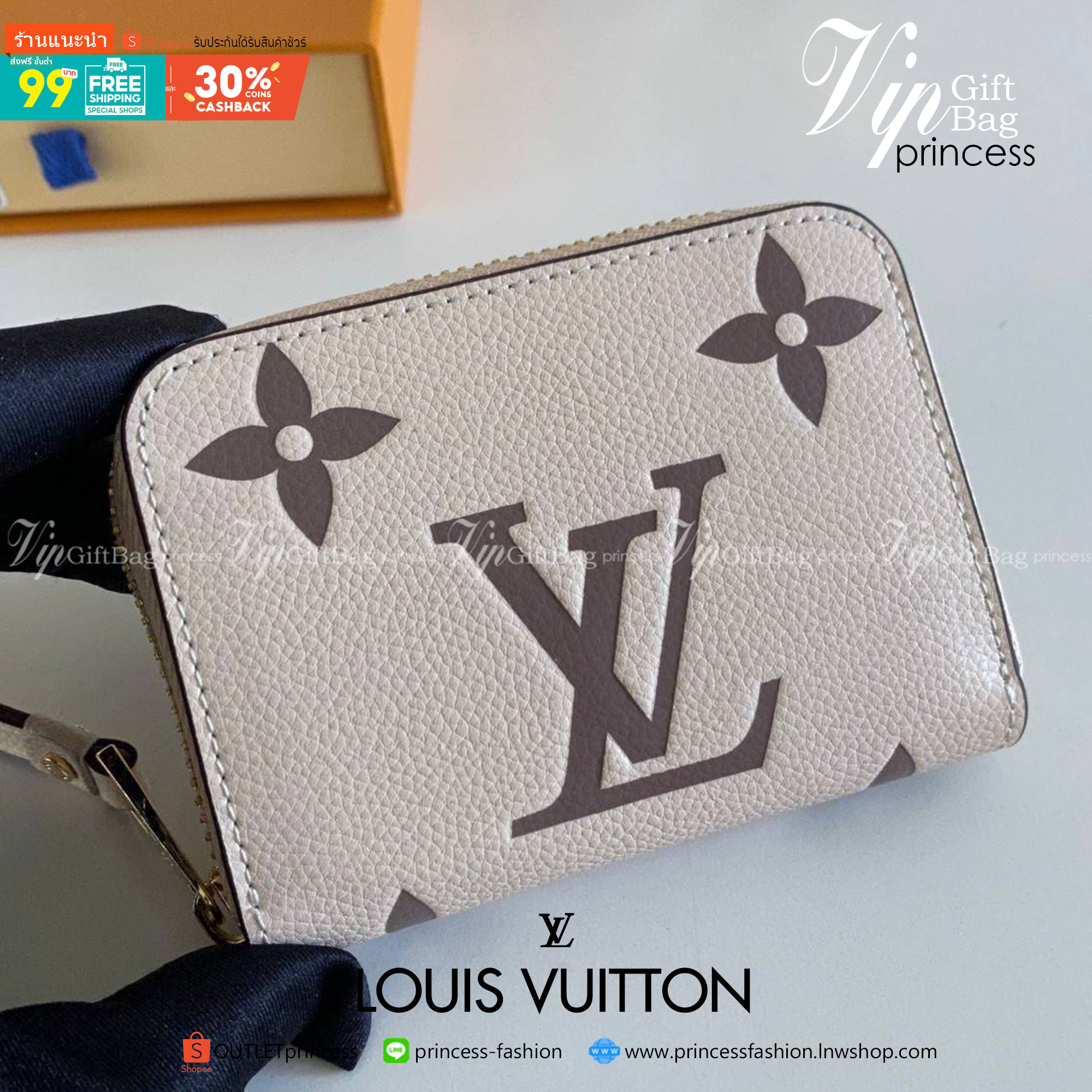 พรีเมี่ยมกิ๊ฟแท้ 100% 】Louis Vuitton wallet zippy หนังแท้ กระเป๋าซิปใบสั้น ใบเล็กน่ารัก