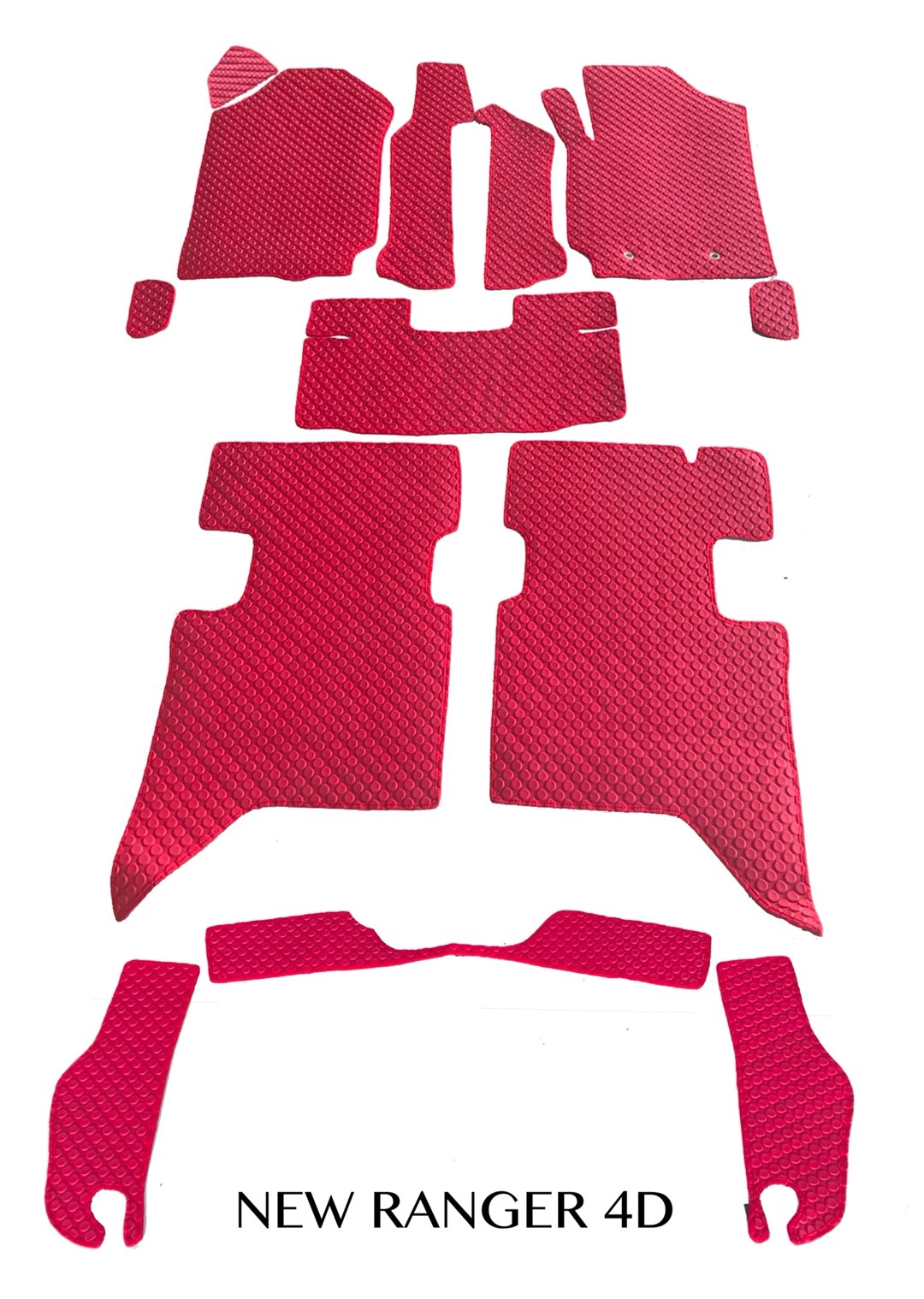 พรมปูพื้นรถยนต์ FORD RENGER 4D ปี2012-21 พรมกระดุม สีแดง เต็มคัน