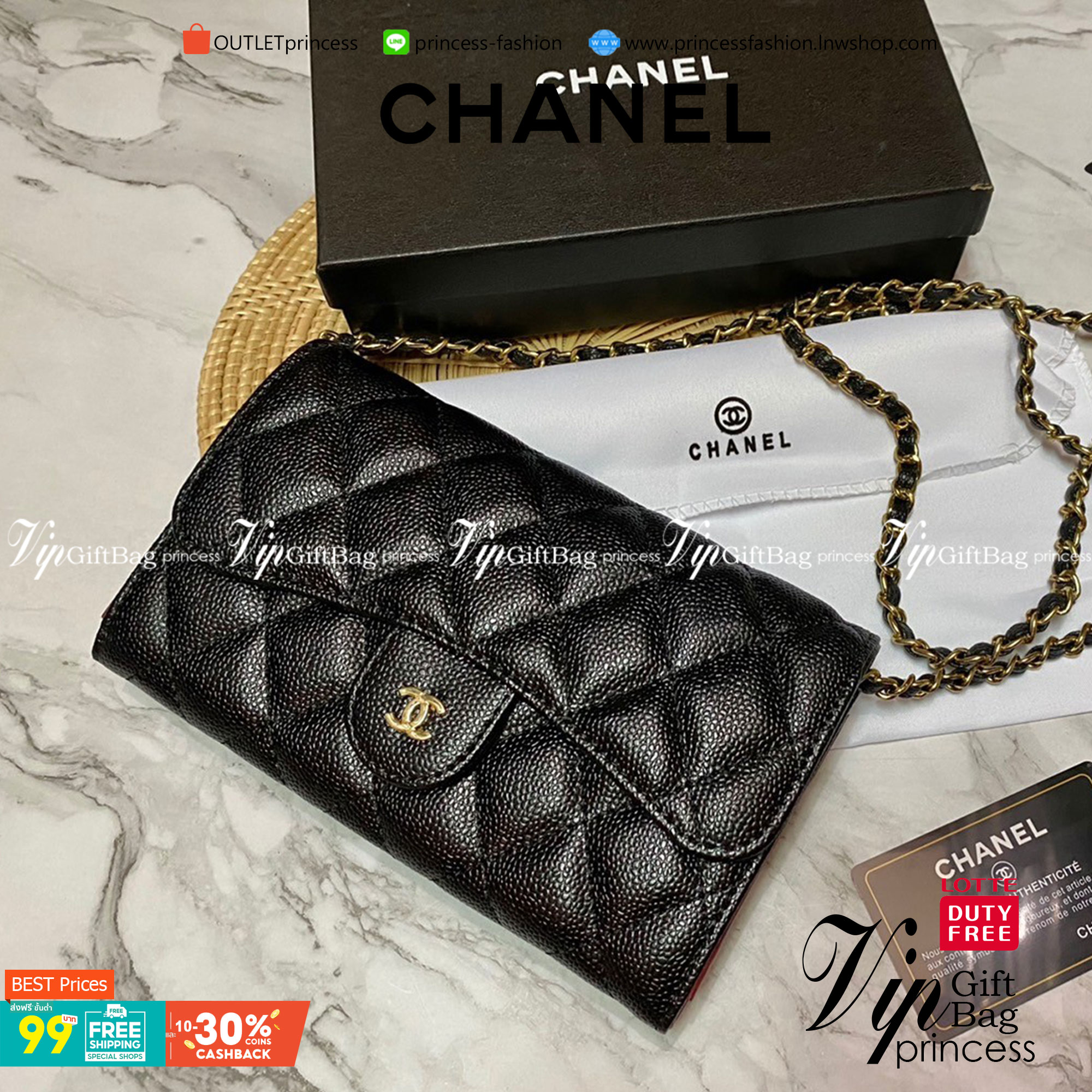 VIP 】CHANEL LONG CAVIAR WALLET WITH CHAIN ยกให้เป็นเดอะเบสท์เลย กระเป๋าสตางค์สะพายข้าง ไม่เหมือนใคร!! มากับโซ่หนังอะไหล่ทองสวยหรู ใบเดียวเอาอยู่ พกง่ายๆ วัสดุหนังคาเวียร์สวยหรูเปิดปิดด้วยซิปสะดวกใช้ ด้านหน้าประดับโลโก้แบรนด์อะไหล่ทอง ภายในมีช่องแบ่งหลายช่