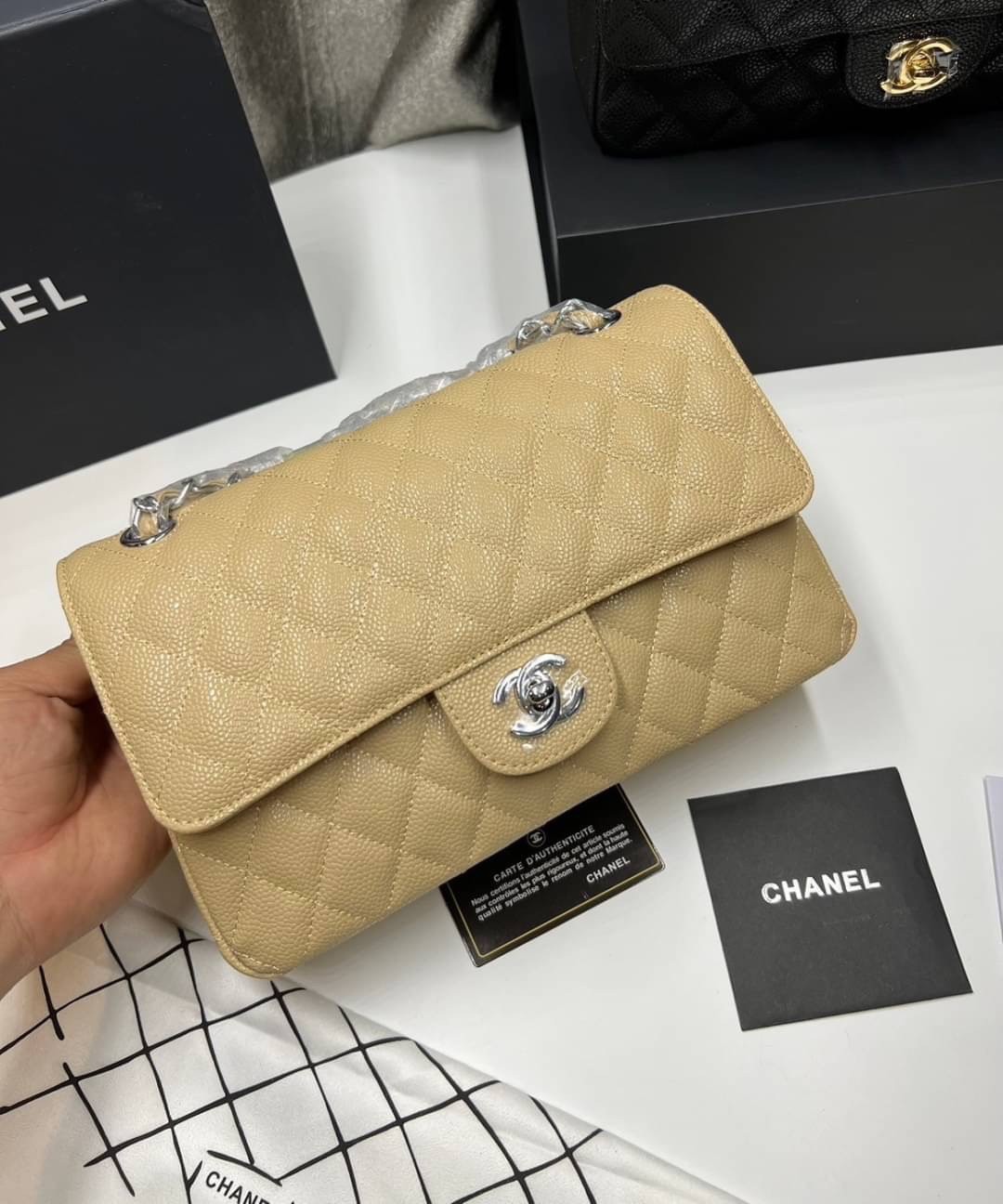พร้อมส่งโทนพาสเทล CHANEL Classic in Pastel 25cm กระเป๋าสะพายรุ่นยอดนิยมเรียบหรู เกรดออริ 1:1 ใช้งานต่างประเทศได้ ภาพถ่ายจากงานขายจริง
