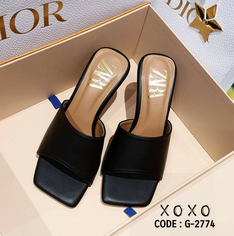 ZARA Mid Heel รองเท้าส้นกลาง 3.5 นิ้ว งานสวม ส้นเข็ม สวย เรียบหรู ใส่สบาย แมทส์ชุดง่าย น้ำหนักเบา วัสดุหนัง PU