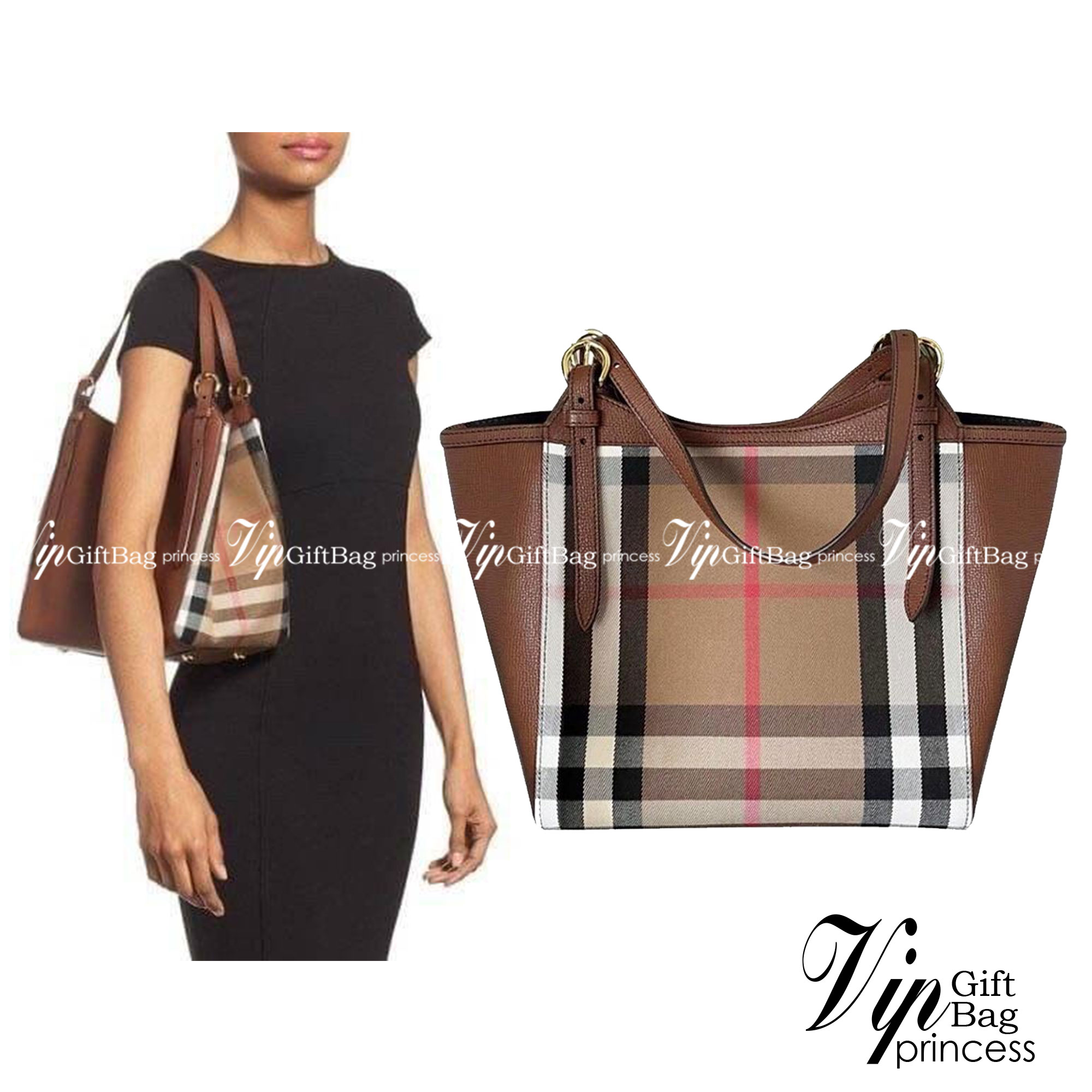 Burberry House Check Derby Canterbury Leather Tote / Burberry Tote Bag กระเป๋าถือหรือสะพายไหล่ วัสดุ canvas +หนังแท้ ภายในโล่ง มี1ช่องซิปและ2ช่องเล็กใส่ตังค์ใส่บัตร น้ำหนักเบา จุของได้เยอะ ครบจบใบเดียวทั้งเที่ยวและไปทำงานคุ้มสุดๆ ไม่ควรพลาดเลยค่า