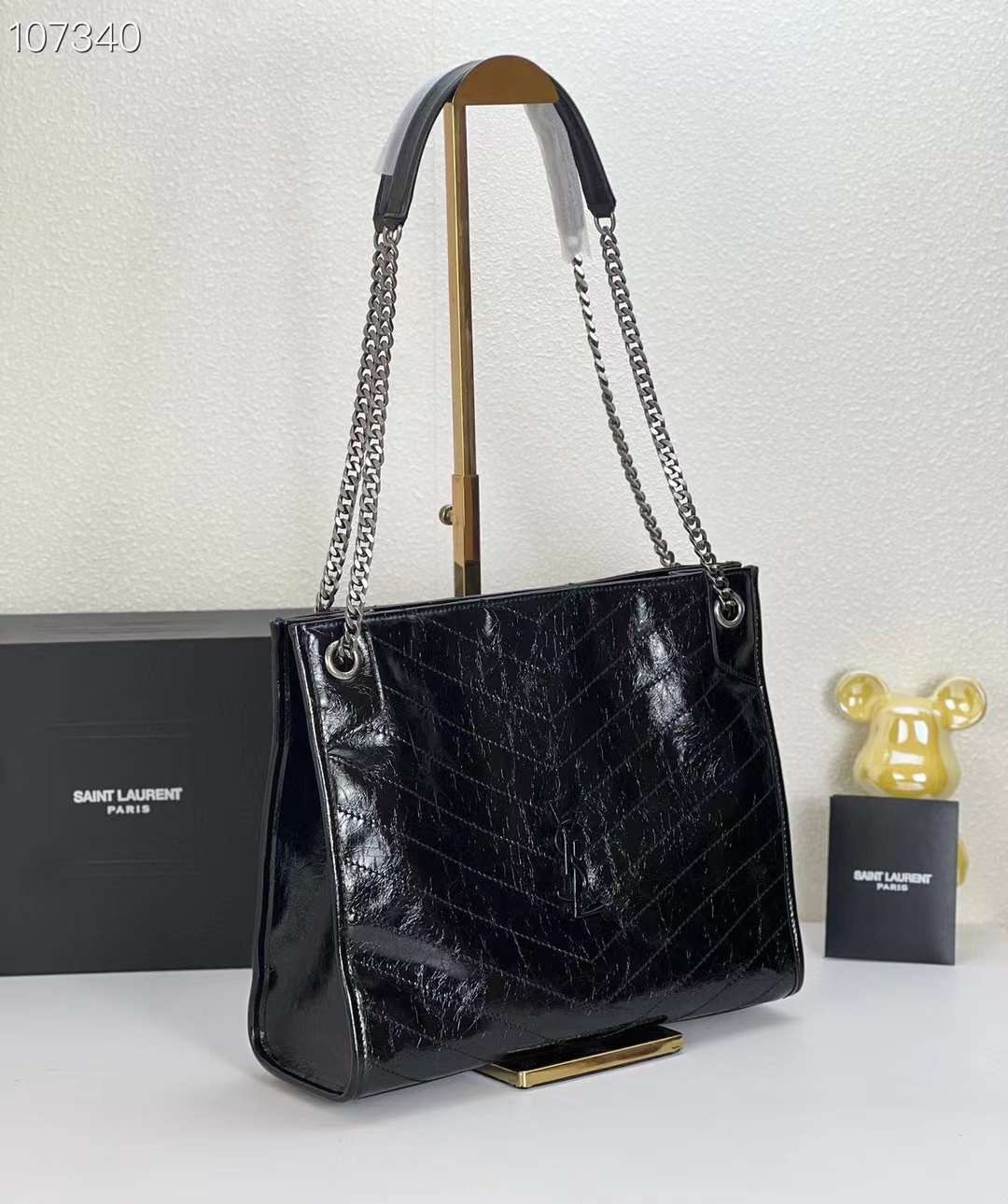 YSL NIKI SHOPPING IN VINTAGE LEATHER 32cm / YSL TOTE BAG กระเป๋าสะพาย เกรดหนังเงาสวยเต็มใบ เกรดออริ 1:1 ใช้งานต่างประเทศได้