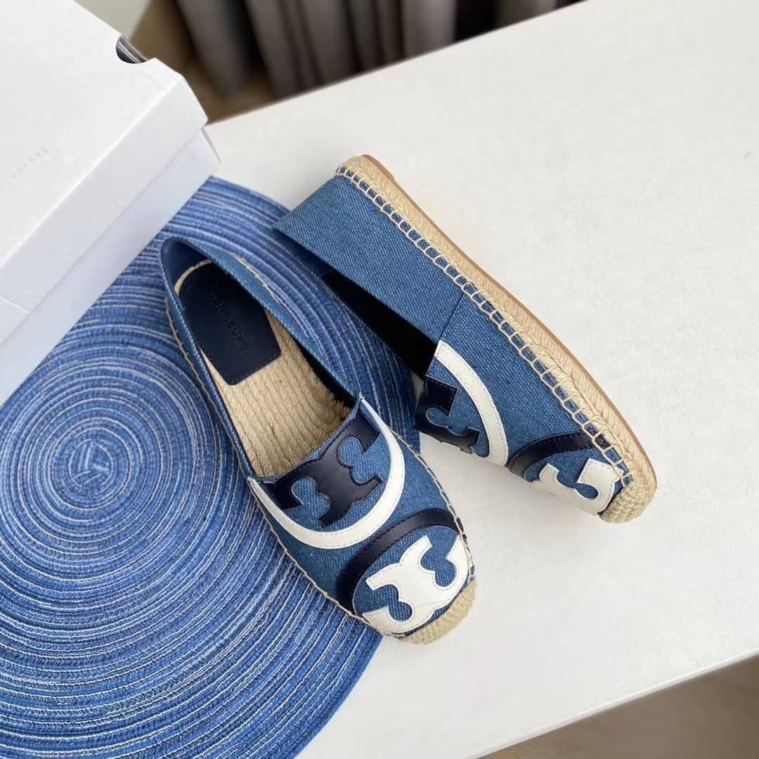 Tory Burch Espadrilles / Tory burch Poppy Espadrille Canvas / TORY BURCH SHOES เกรดออริจินอล พร้อมส่ง ภาพถ่ายจากสินค้าจริง ใช้งานต่างประเทศได้