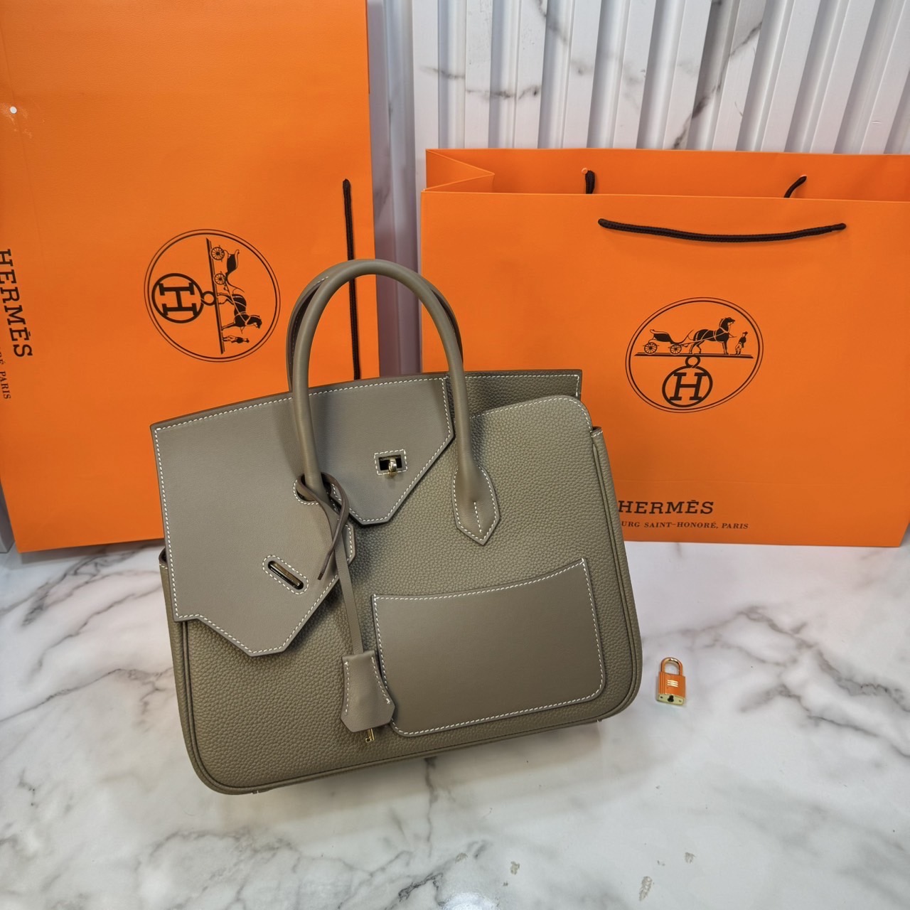ORI หนังแท้ | Hermes Birkin Desordre 30 Bag กระเป๋าสะพายดีไซน์ใหม่ หรูหรา