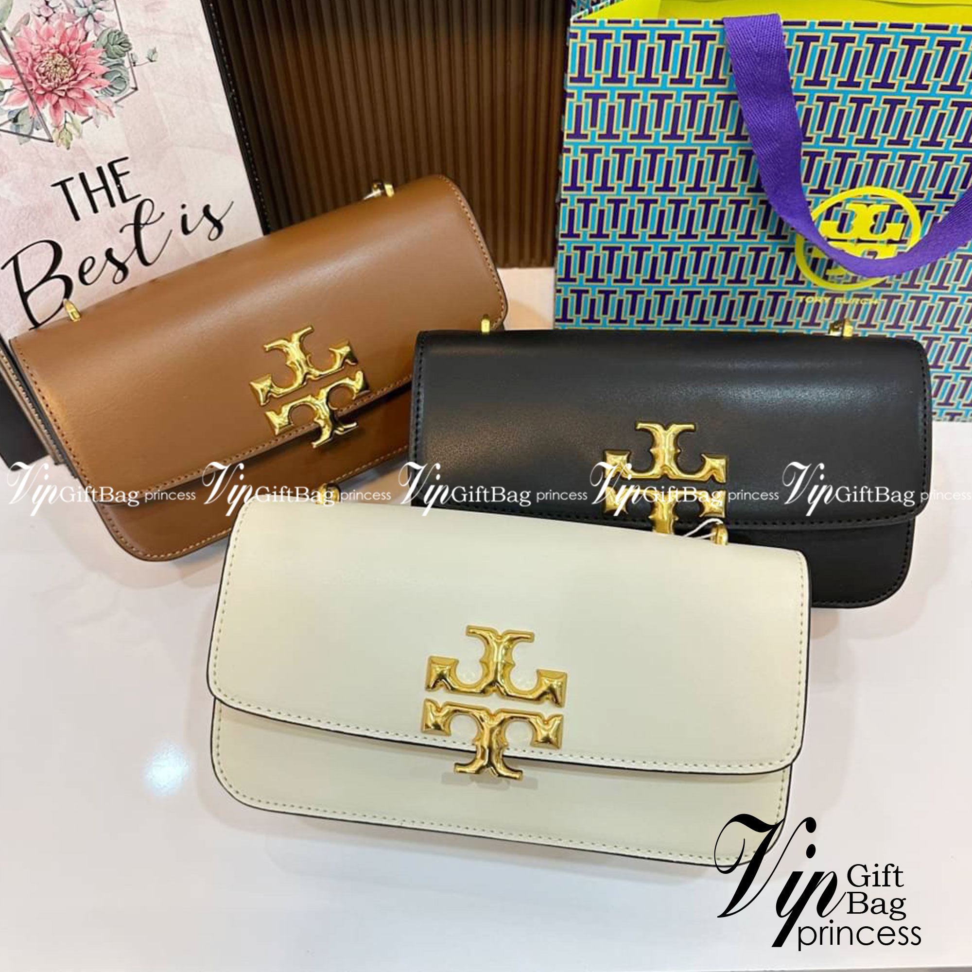 TORY BURCH ELEANOR SMALL LONG CONVERTIBLE SHOULDER กระเป๋าสะพายทรงยาว E/W Eleanor Convertible สูดหรู ดูแพง หนังแท้ เรียบสวยหรู โดดเด่นด้วยป้ายโลโก้สีทอง ลาย Double T อันเป็นเอกลักษณ์ ภายในช่องโล่งกว้างสามารถใส่โทรศัพท์ได้ทุกรุ่น สามารถใส่กระเป๋าสตางค์ใบยา