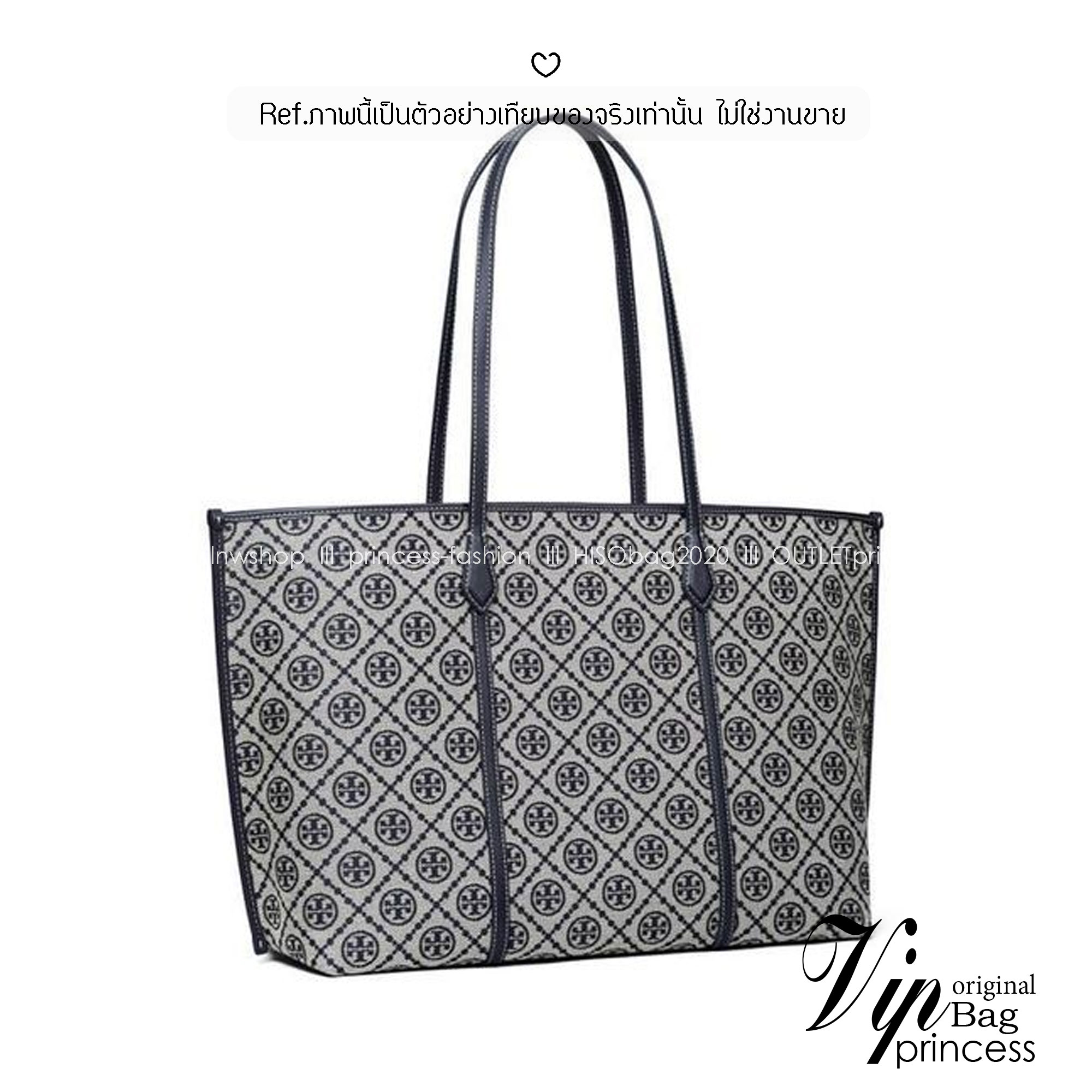 ORI หนังแท้ | Tory Burch T Monogram zip tote bag กระเป๋าทรงโท้ทใบใหญ่ทรงกว้างพร้อมใบเล็กเข้าเซ็ท ดีไซน์สายหนังแต่งคาดหน้า ตัวงานผ้าแจ็คการ์ดตัดขอบหนัง เดอะเบสท์ เซลเลอร์!!