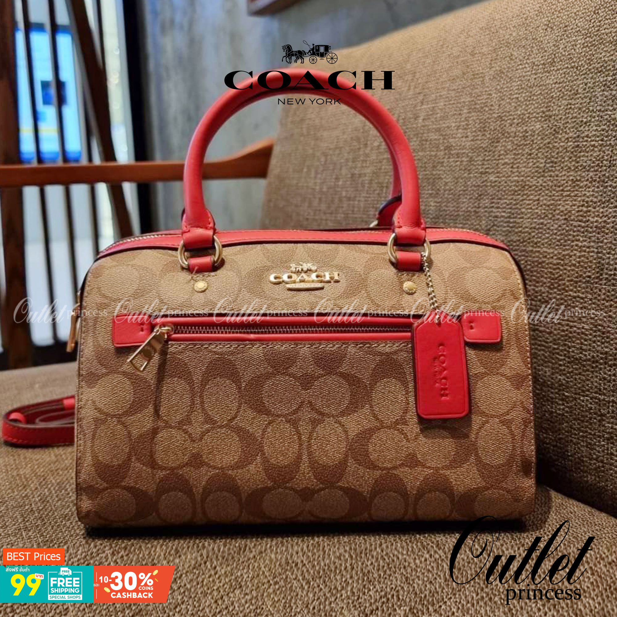 COACH F83607 ROWAN SATCHEL IN SIGNATURE CANVAS กระเป๋าทรงหมอนยอดฮิต คลาสสิคใช้งานได้ไม่มีเบื่อ มาครบสีขายดี ด้วยรูปทรงสวยงาม และใช้งานได้อย่างกระฉับกระเฉง วัสดุหนังแคนวาสเคลือบลาย ทนทาน ภายในโล่งกว้าง มีช่องซิปและแบ่งสัดส่วนได้ลงตัว บอกเลยว่าสาวๆพลาดไม่ได