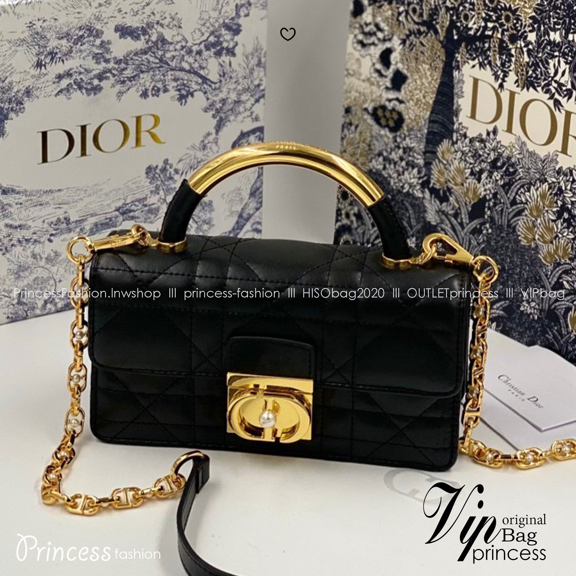 Mini Dior Ange Bag Macrocannage CD clasp with white resin pearl กระเป๋าถือพร้อมสายสะพาย ประดับตัวล็อคมุก สวยงามเหนือกาลเวลา เกรดออริ 1:1 ใช้งานต่างประเทศได้