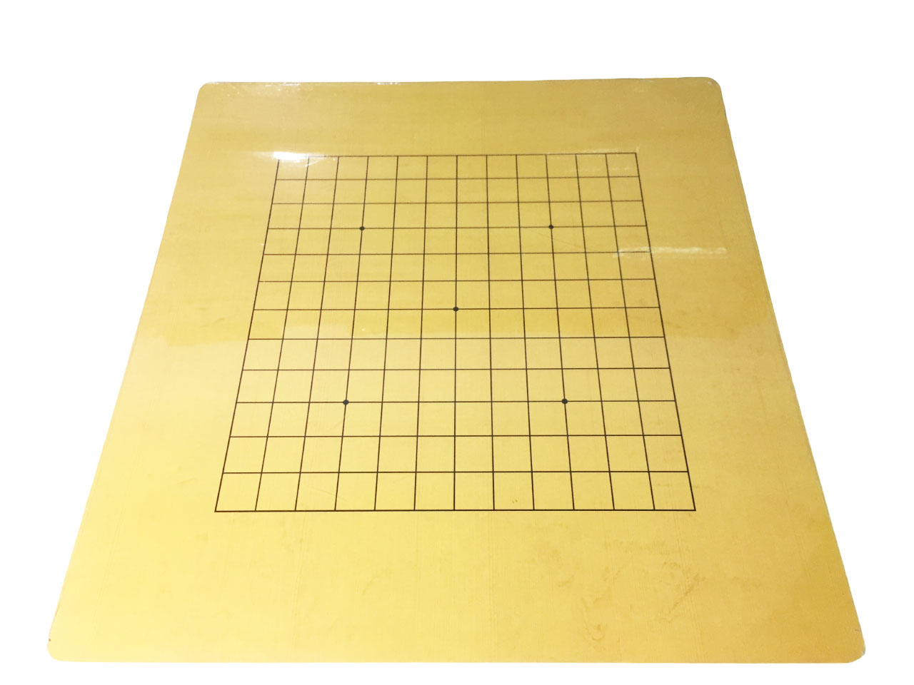 ชุดกระดานหมากล้อมไม้บาง0.3cm 19และ13าส้น.พร้อมเม็ดหมากเมลามีนนูนสองด้านพร้อมโถสี่เหลี่ยม