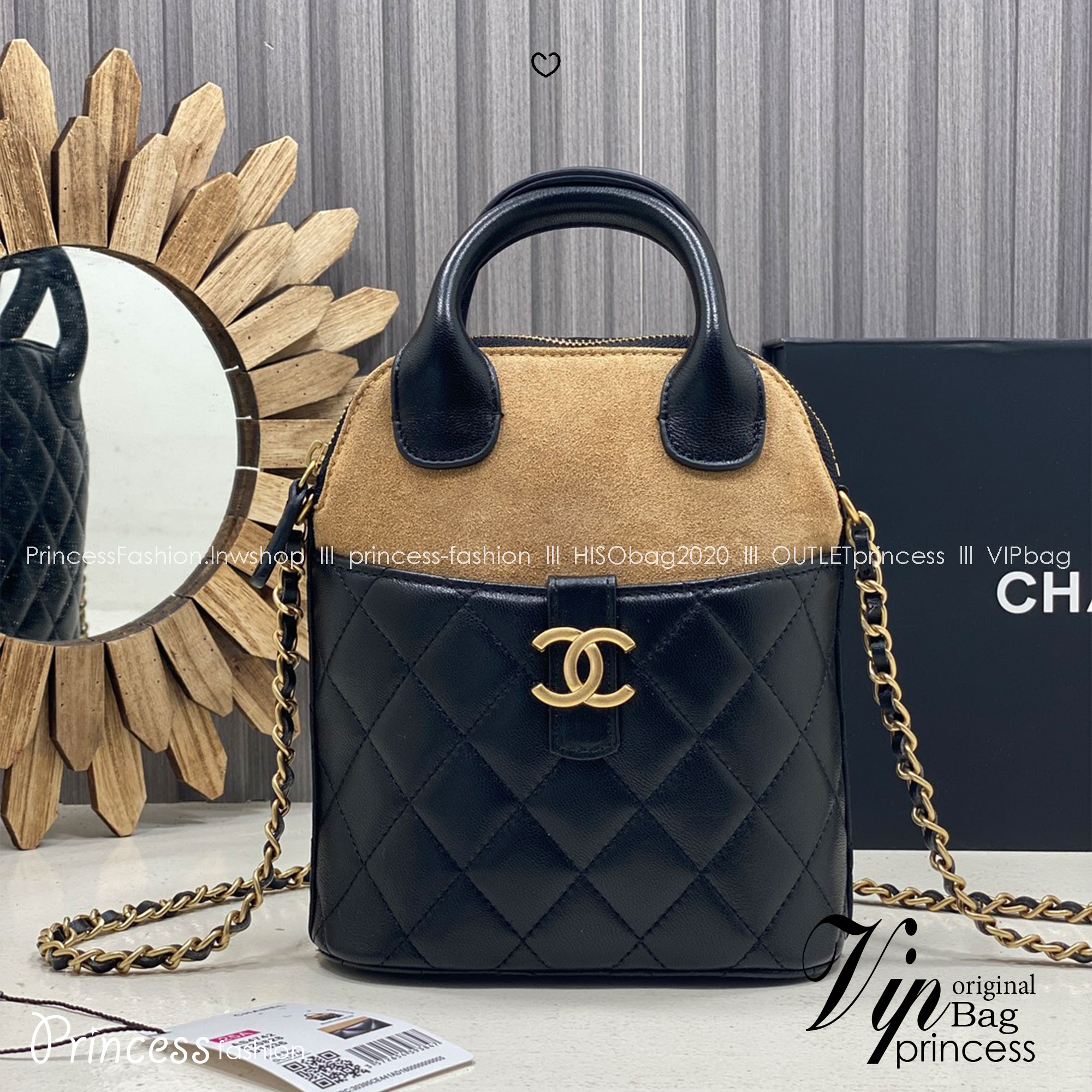 ORI หนังแท้ | Chanel Clutch with chain Suede Leather กระเป๋าถือรูปทรงใหม่ งานทูโทนหนังและหนังกลับ ตัดสีน้ำตาลดำอย่างลงตัว สวยโดดเด่น ใหม่ล่าสุด ในคอลเลกชัน Métiers d’art ปี 2024/25