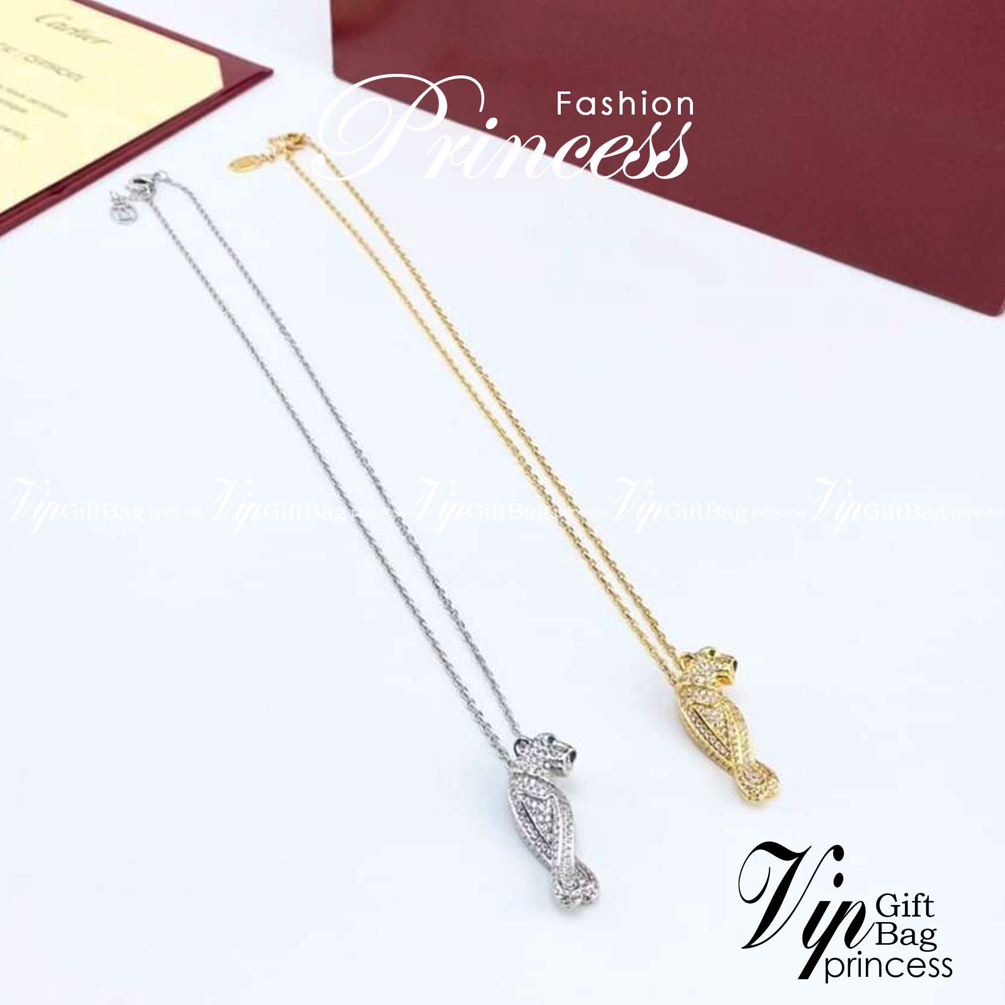 Cartier Necklace Panther De สร้อยคอคาเทียร์ ภาพถ่ายจากงานจริง งานปั้มวัสดุโลหะเคลือบขึ้นเงาตามรูป ใช้งานต่างประเทศได้