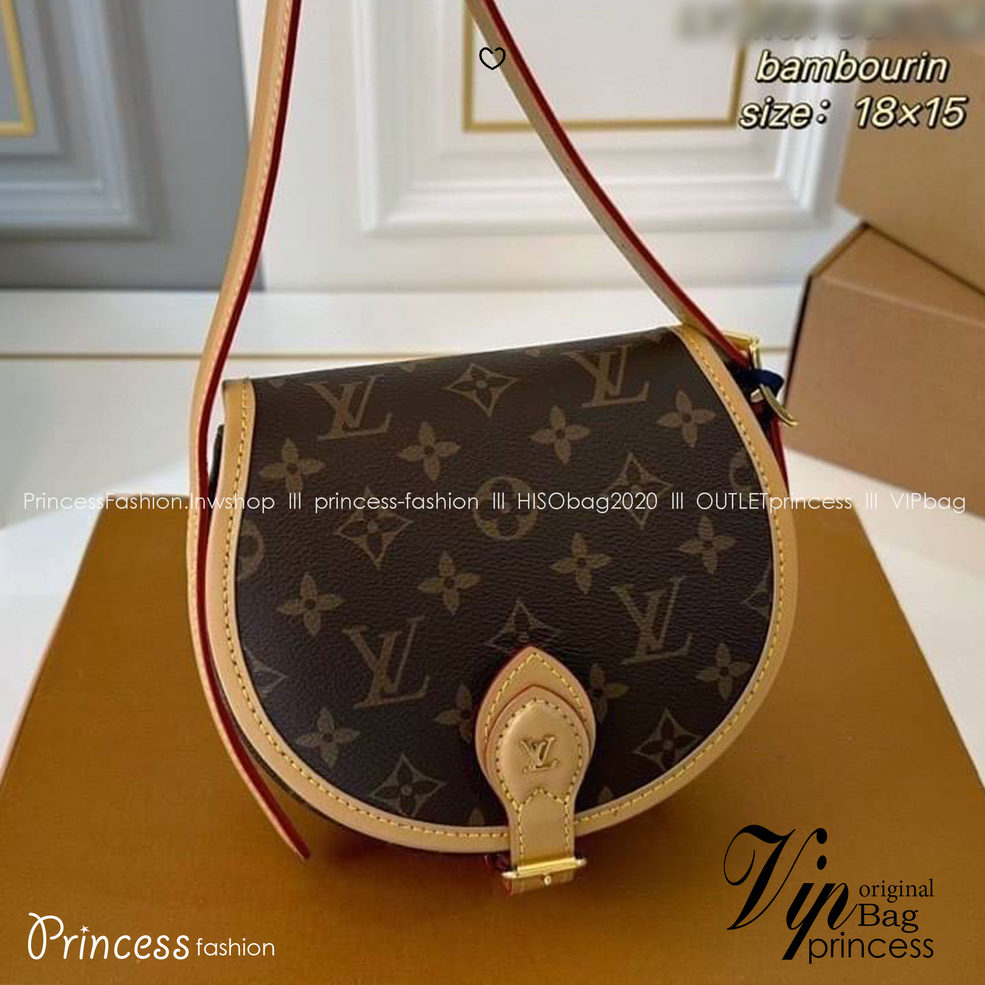 LV Tambourine Monogram Crossbody Bag กระเป๋าสะพายทรงสวย ดีไซน์คลาสสิควินเทจ งานหนังแคนวาสตัดสลับหนัง สายสะพายในตัวปรับได้ ถือเป็น clutch ออกงานก็ได้ ดูแพงมากๆ