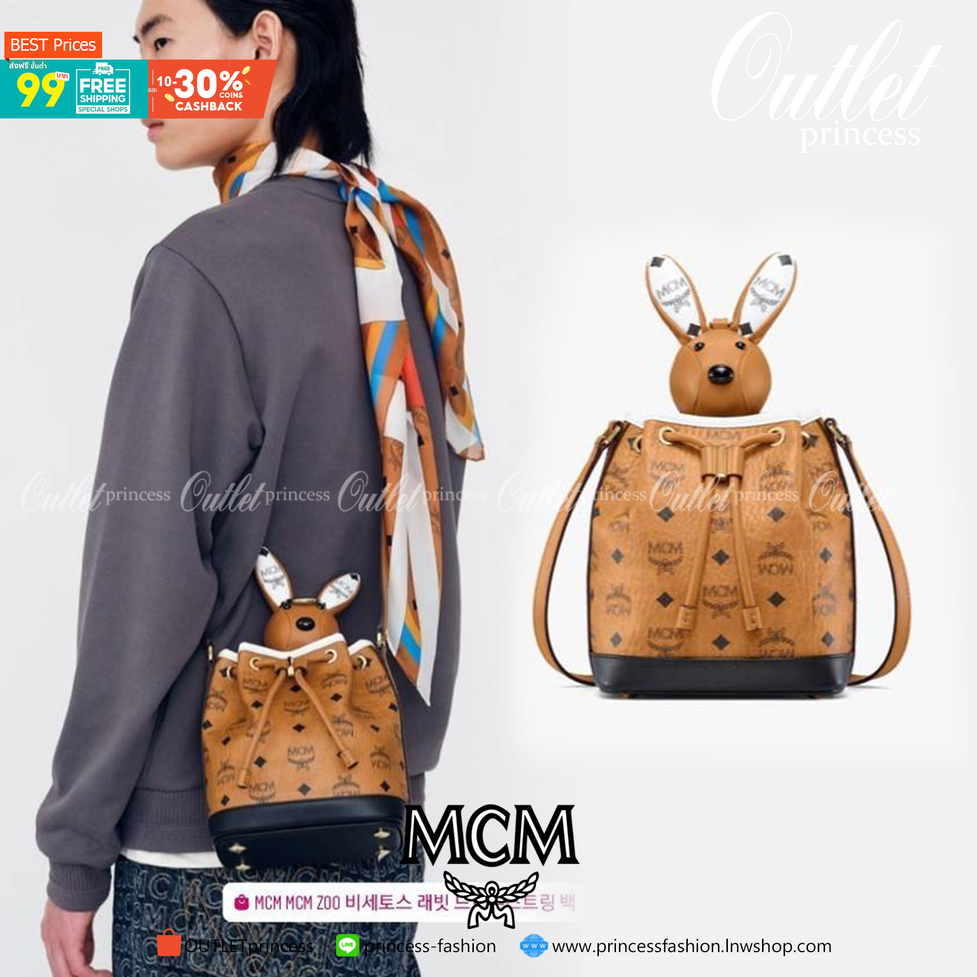 M.C.M ZOO RABBIT DRAWSTRING BAG IN VISETOS LEATHER MIX คอลเลคชั่นซูมาใหม่ ฮิตหนักมากที่เกาหลีและญี่ปุ่น ไอเท็มสุดคิ้วท์ น้องกระะต่ายโดดเด่น กระเป๋าสะพายทรง bucket ไซส์เล็กขนาดน่ารักน่าใช้ แฟชั่นสไตล์มากใบนี้ ดีไซน์น้องกระต่ายแอบในกระเป๋า และสามารถนำออกมาห