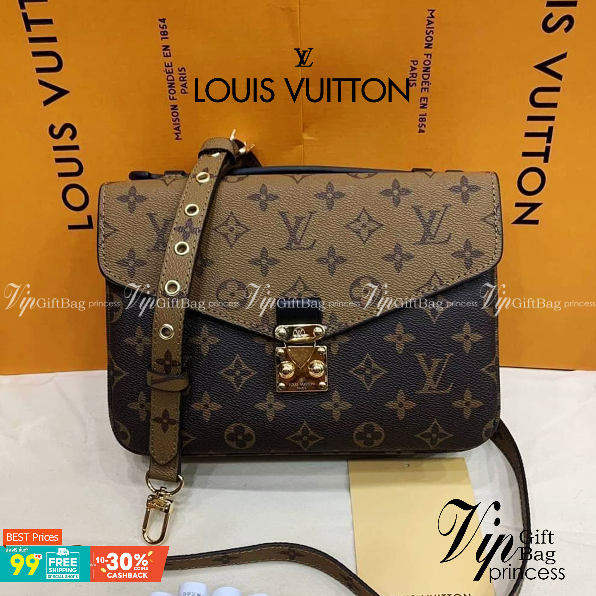 หนังแท้ LOUIS VUITTON POCHETTE MÉTIS พร้อมส่งที่ไทย 2Colors MONOGRAM REVERSE